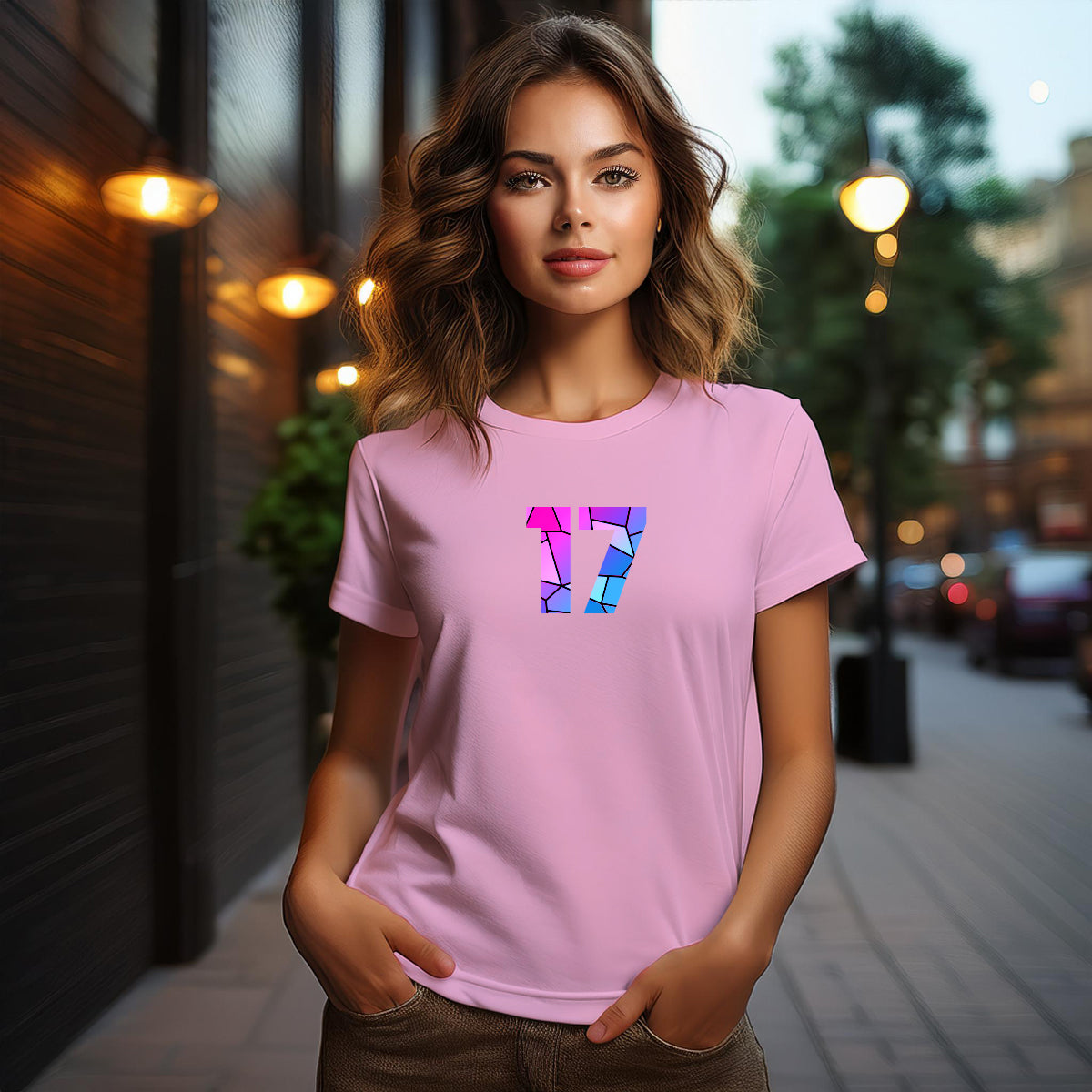 17 Number Women T-Shirt (Light Pink)