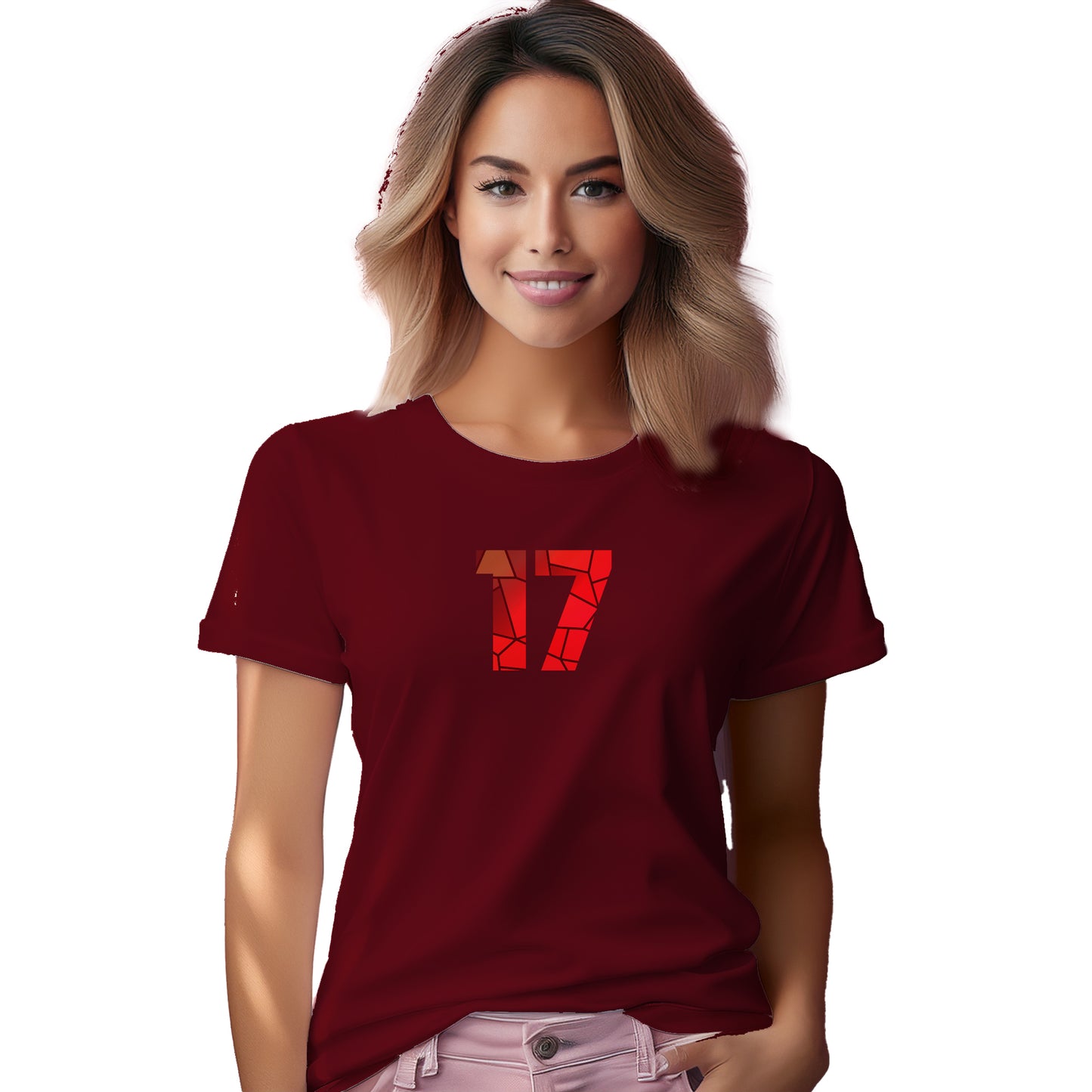 17 Number Women T-Shirt (Maroon)