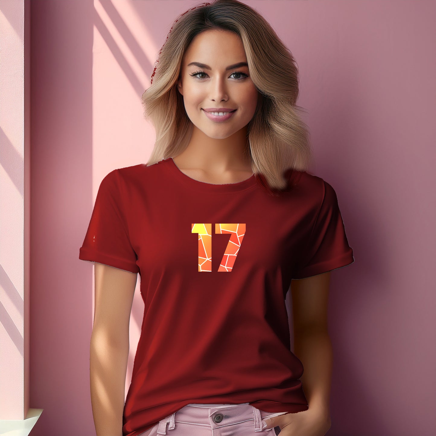 17 Number Women T-Shirt (Red)