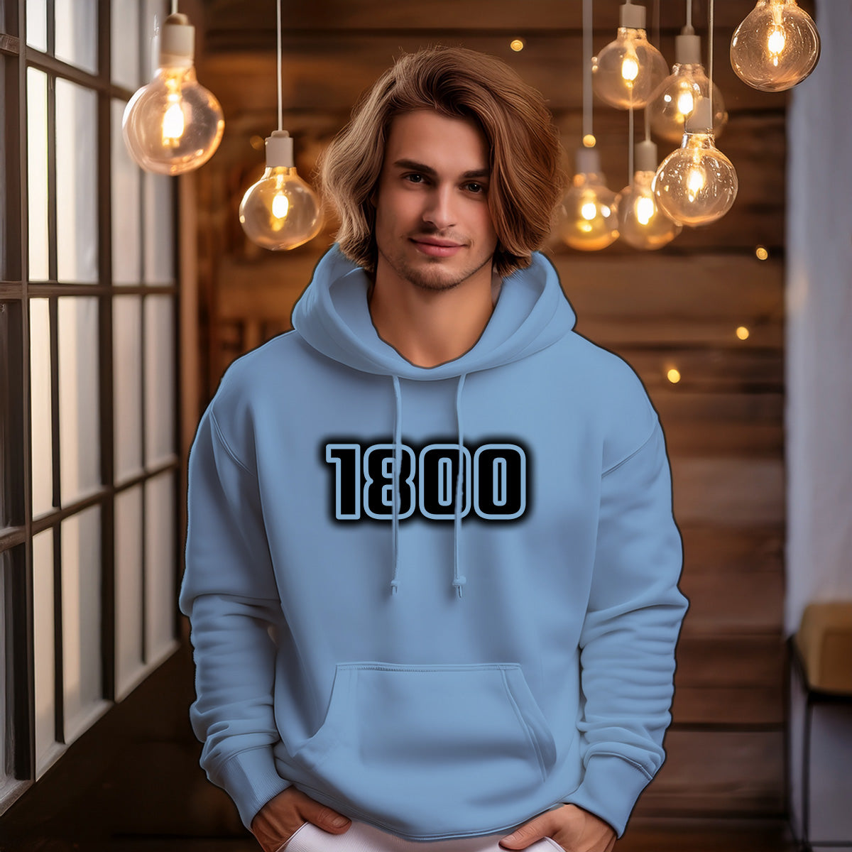 1800 Year Men Unisex Hoodie (Baby Blue)