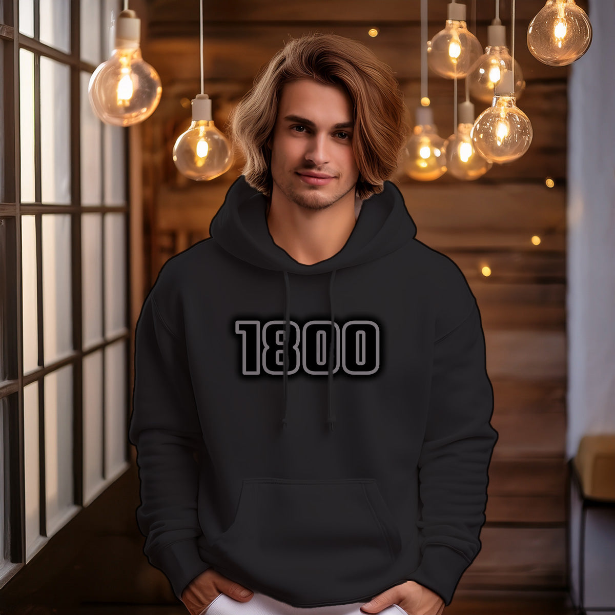 1800 Year Men Unisex Hoodie (Black)