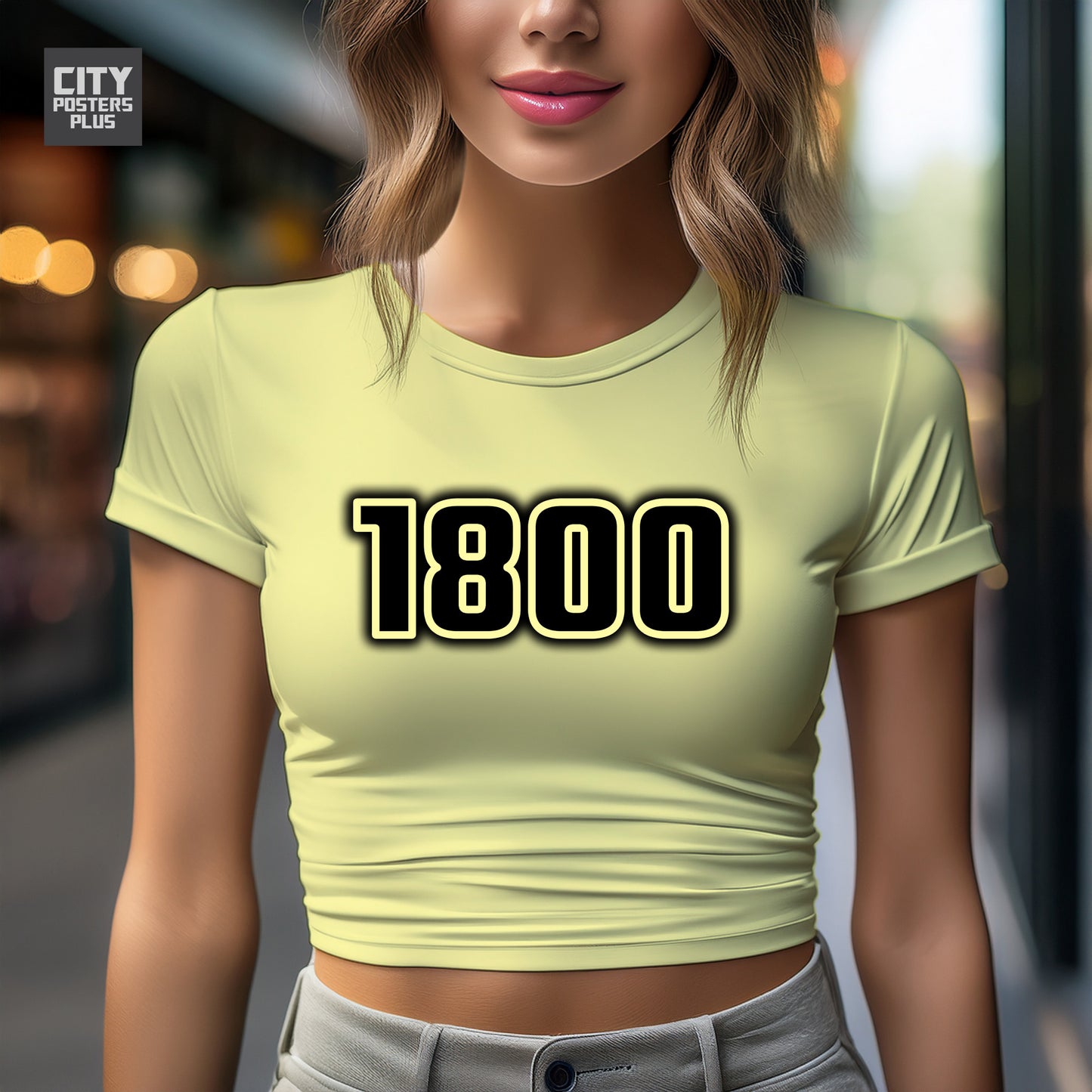 1800 Year Women Crop Top (Butter Yellow)