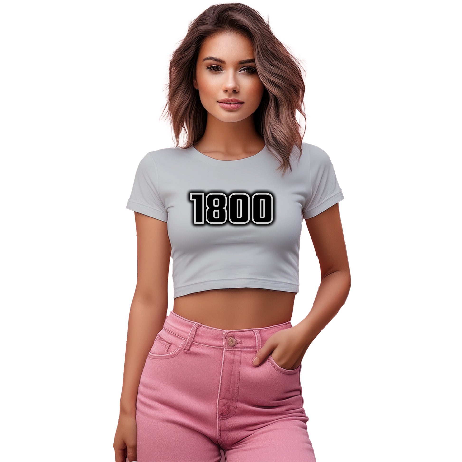 1800 Year Women Crop Top (Melange Grey)