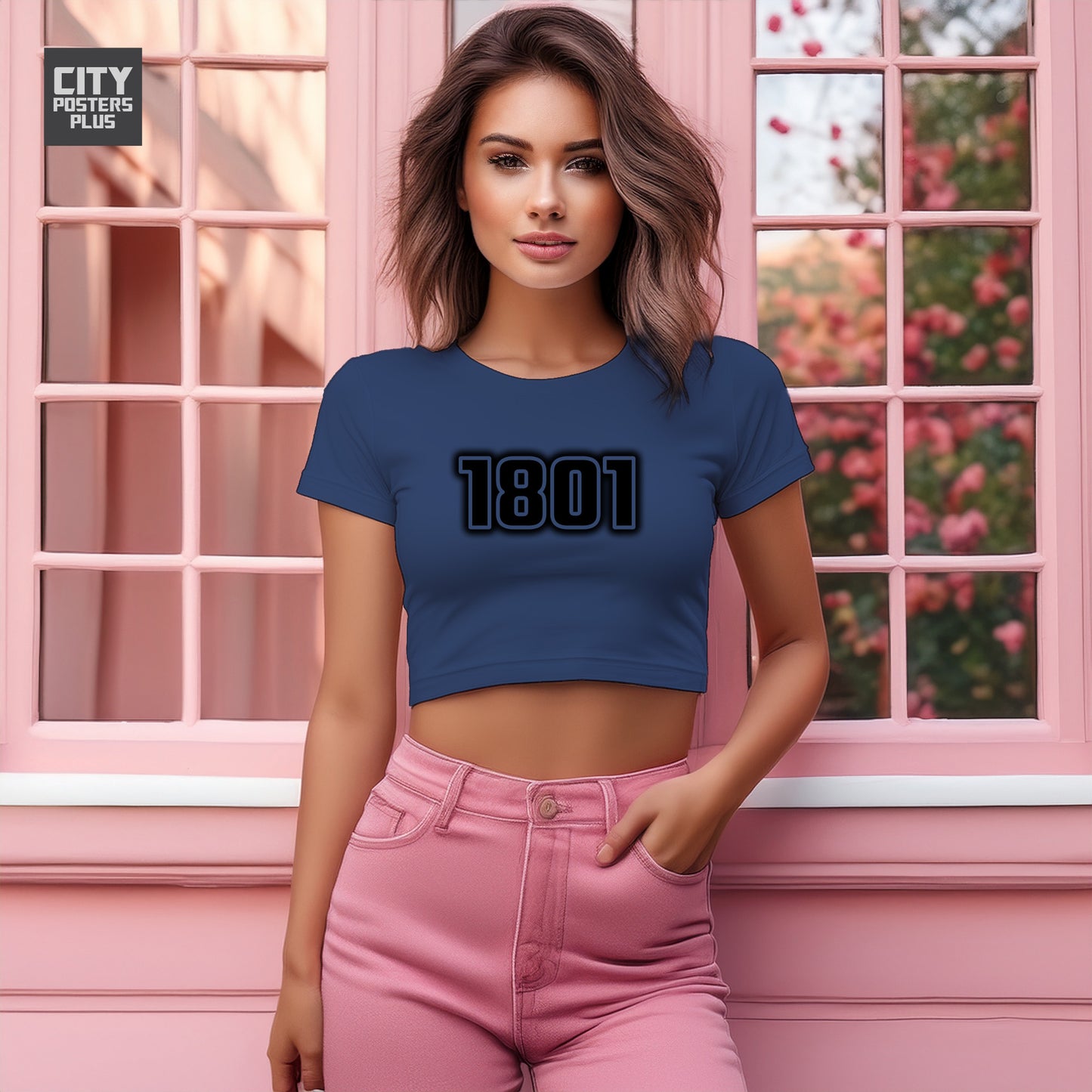 1801 Year Women Crop Top (Navy Blue)