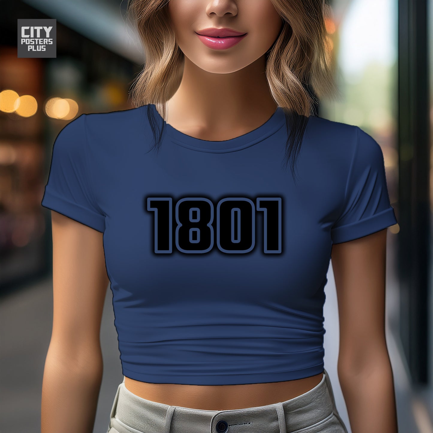 1801 Year Women Crop Top (Navy Blue)