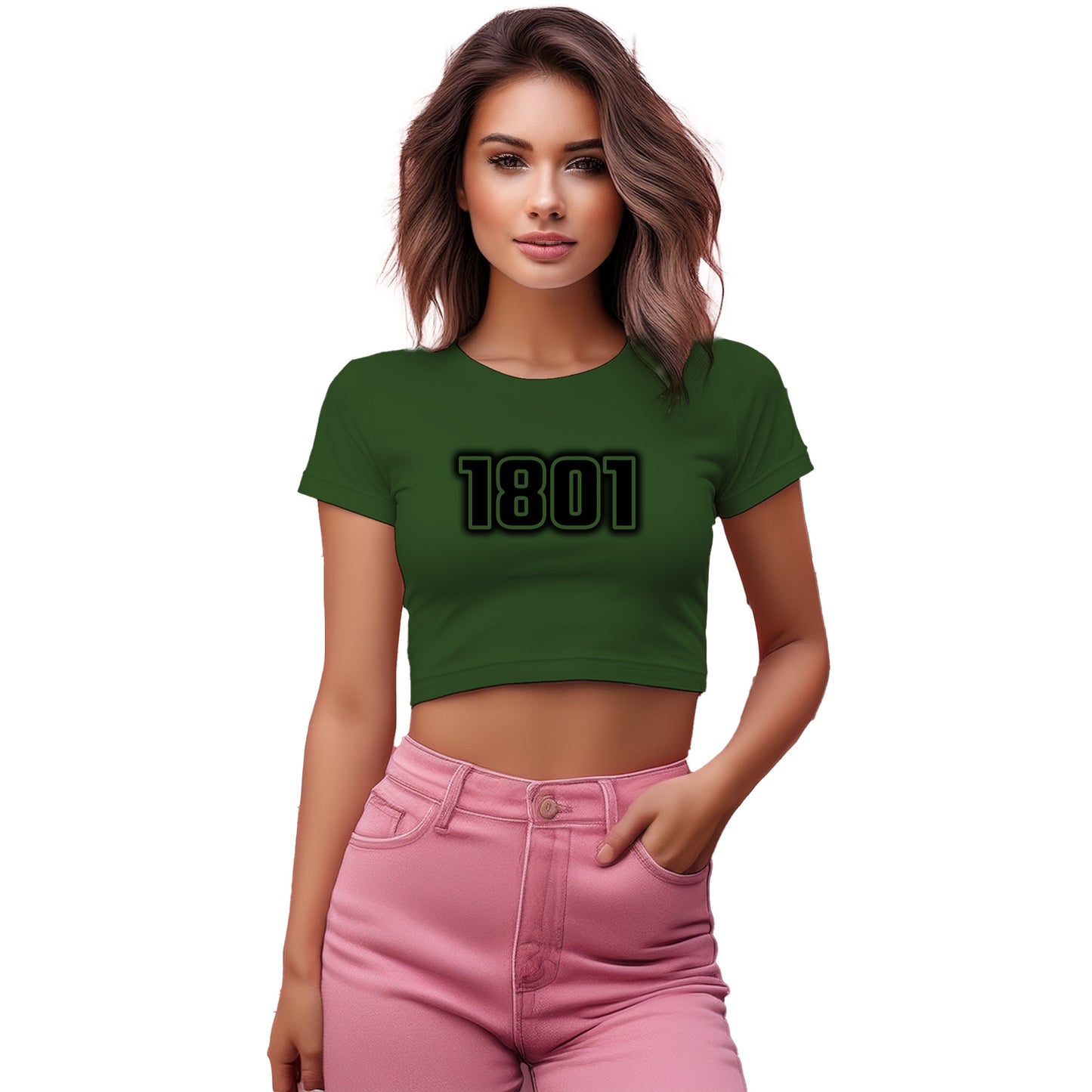 1801 Year Women Crop Top (Olive Green)