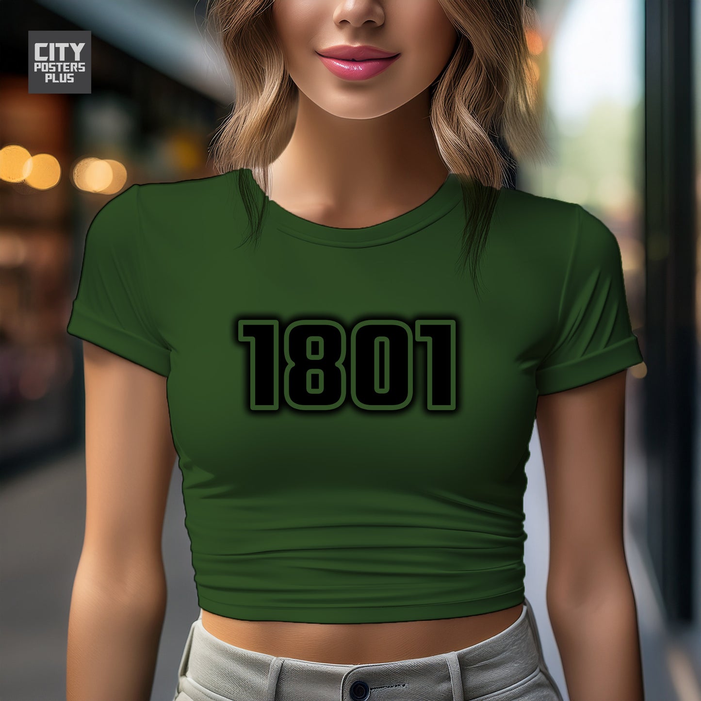 1801 Year Women Crop Top (Olive Green)
