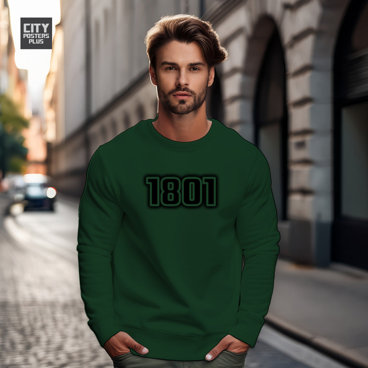 1801 Year Men Unisex Sweatshirt (Olive Green)