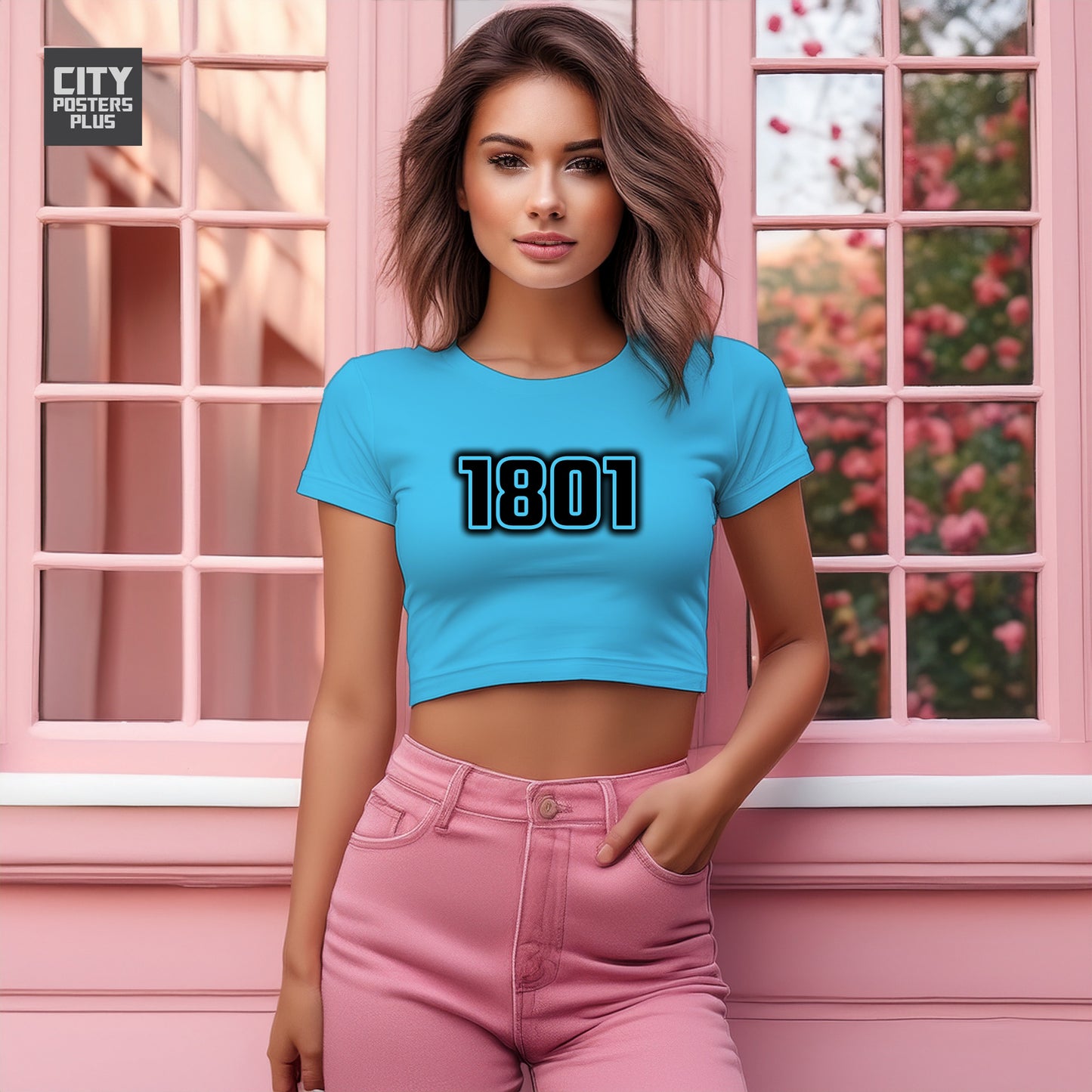 1801 Year Women Crop Top (Sky Blue)