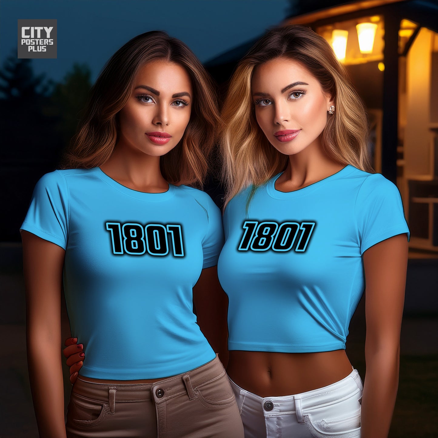 1801 Year Women Crop Top (Sky Blue)