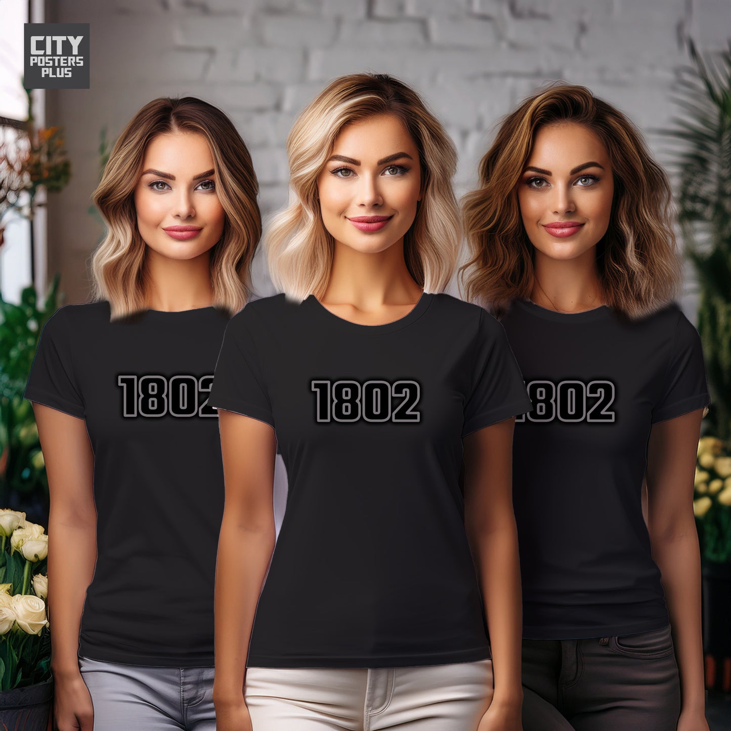 1802 Year Women T-Shirt (Black)