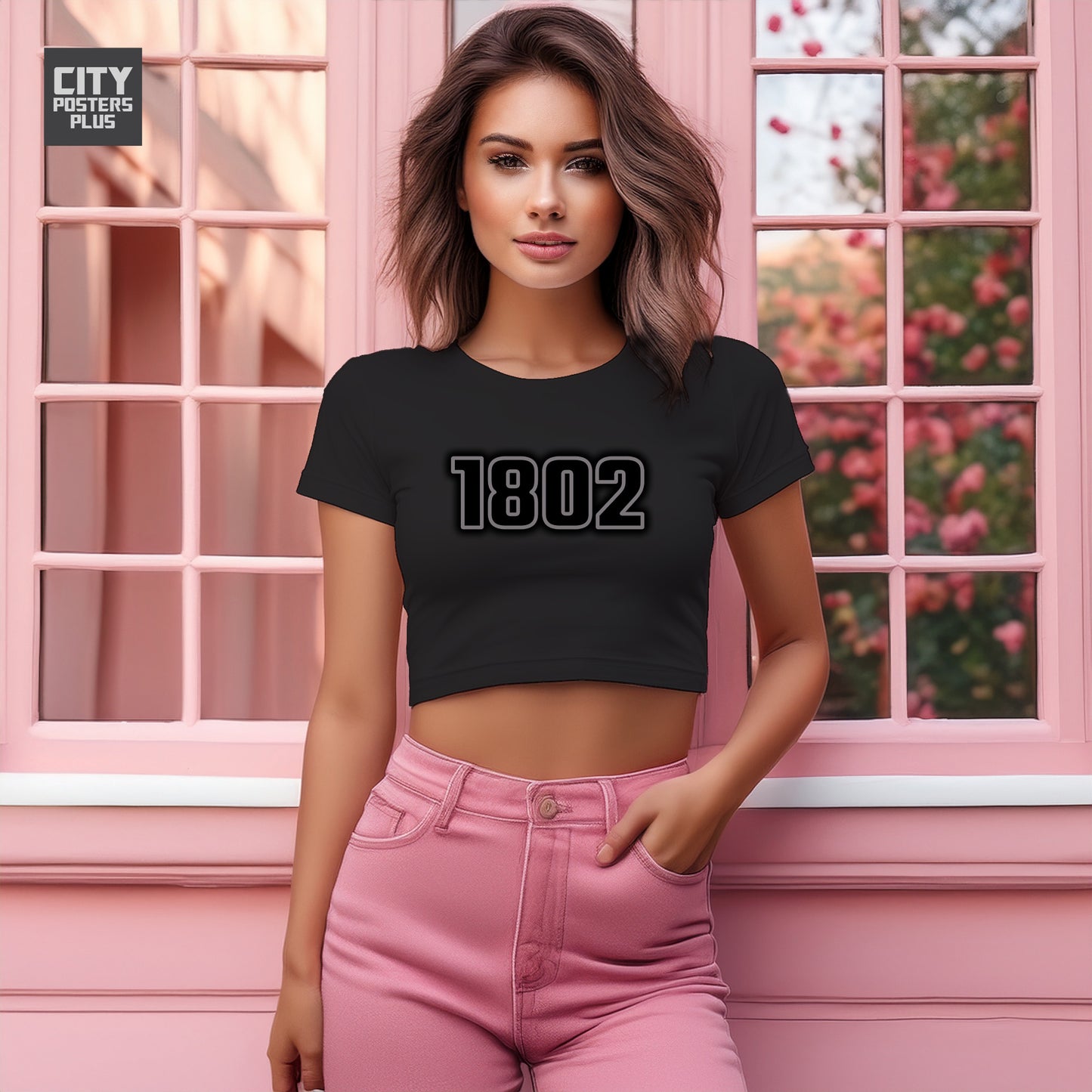 1802 Year Women Crop Top (Black)