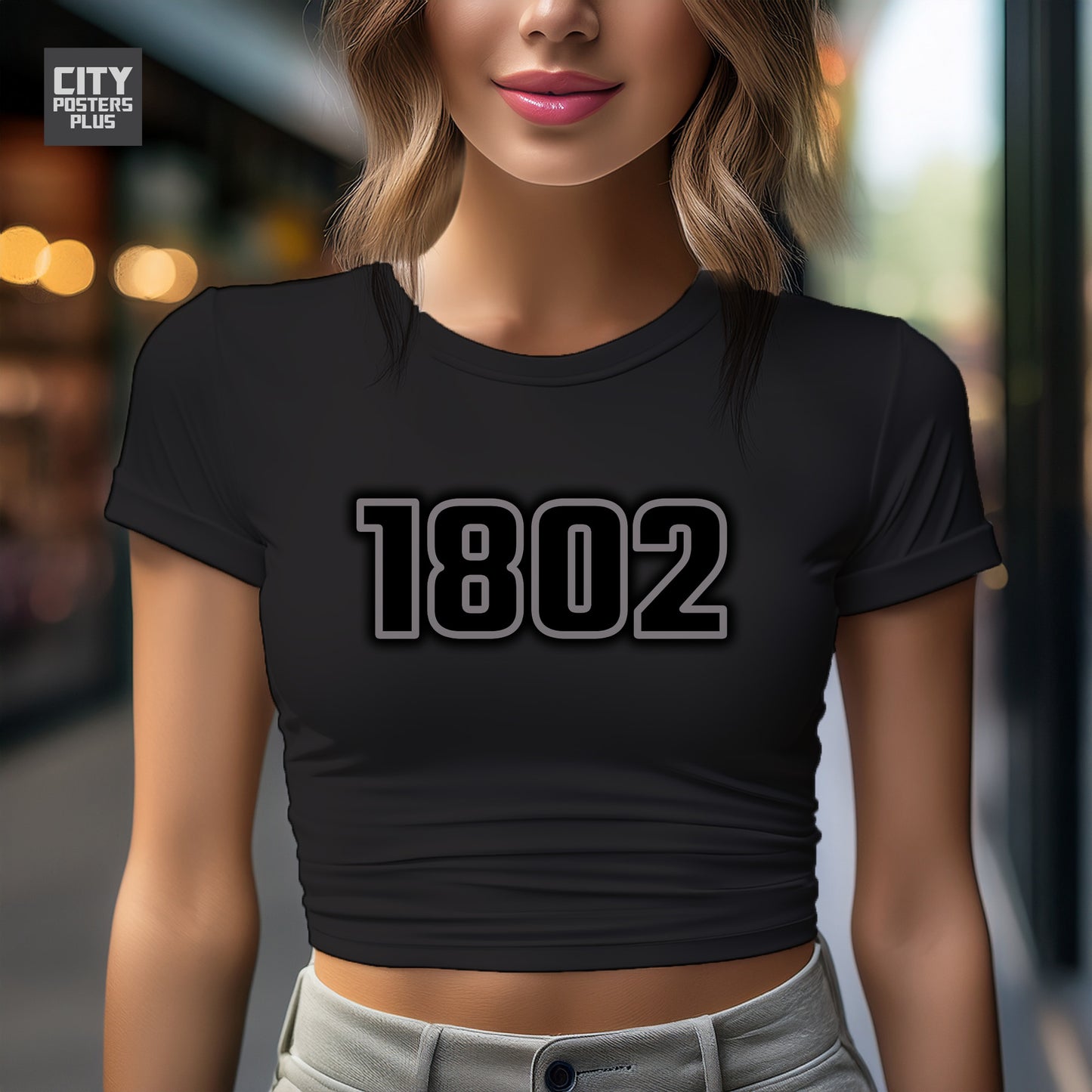 1802 Year Women Crop Top (Black)
