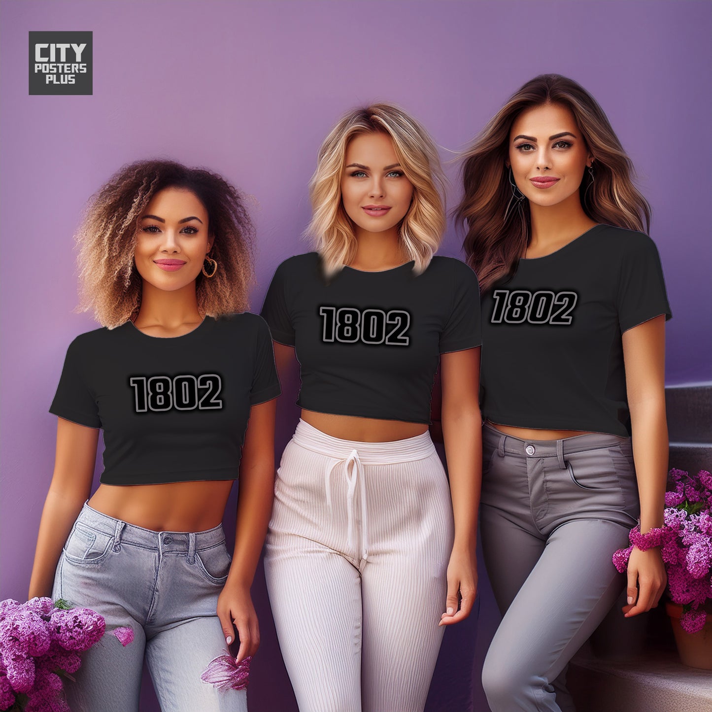 1802 Year Women Crop Top (Black)