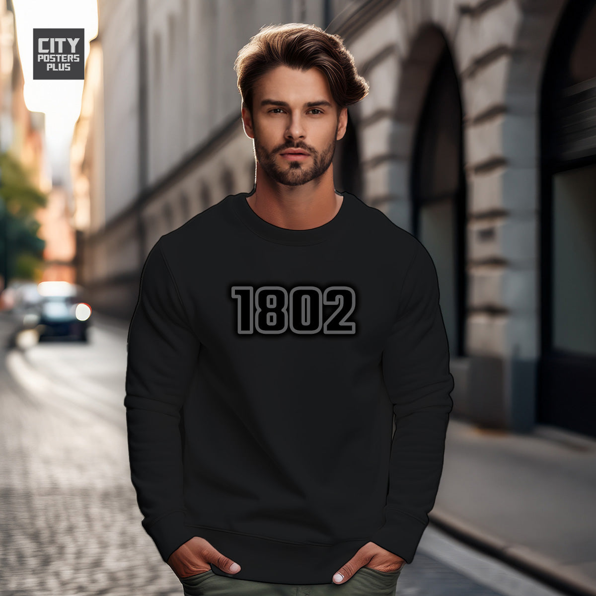 1802 Year Men Unisex Sweatshirt (Black)