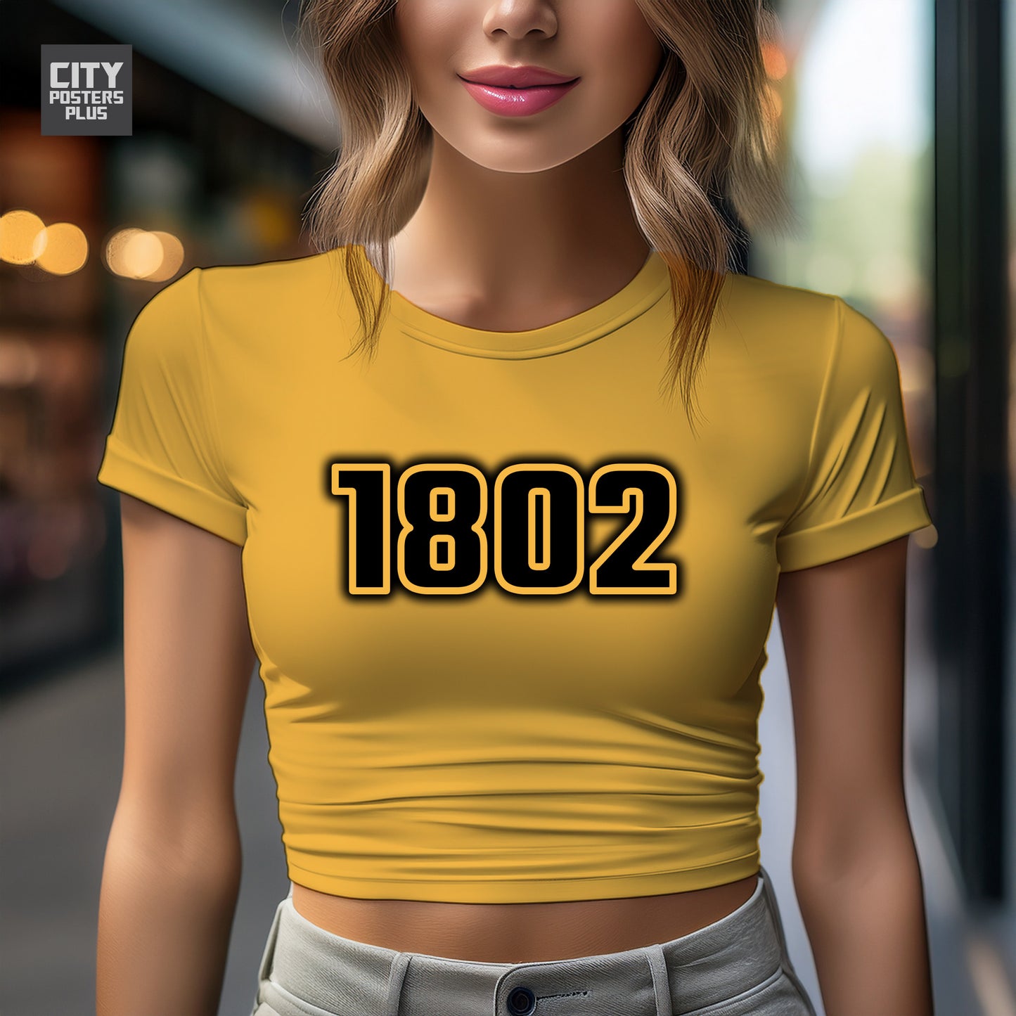1802 Year Women Crop Top (Golden Yellow)