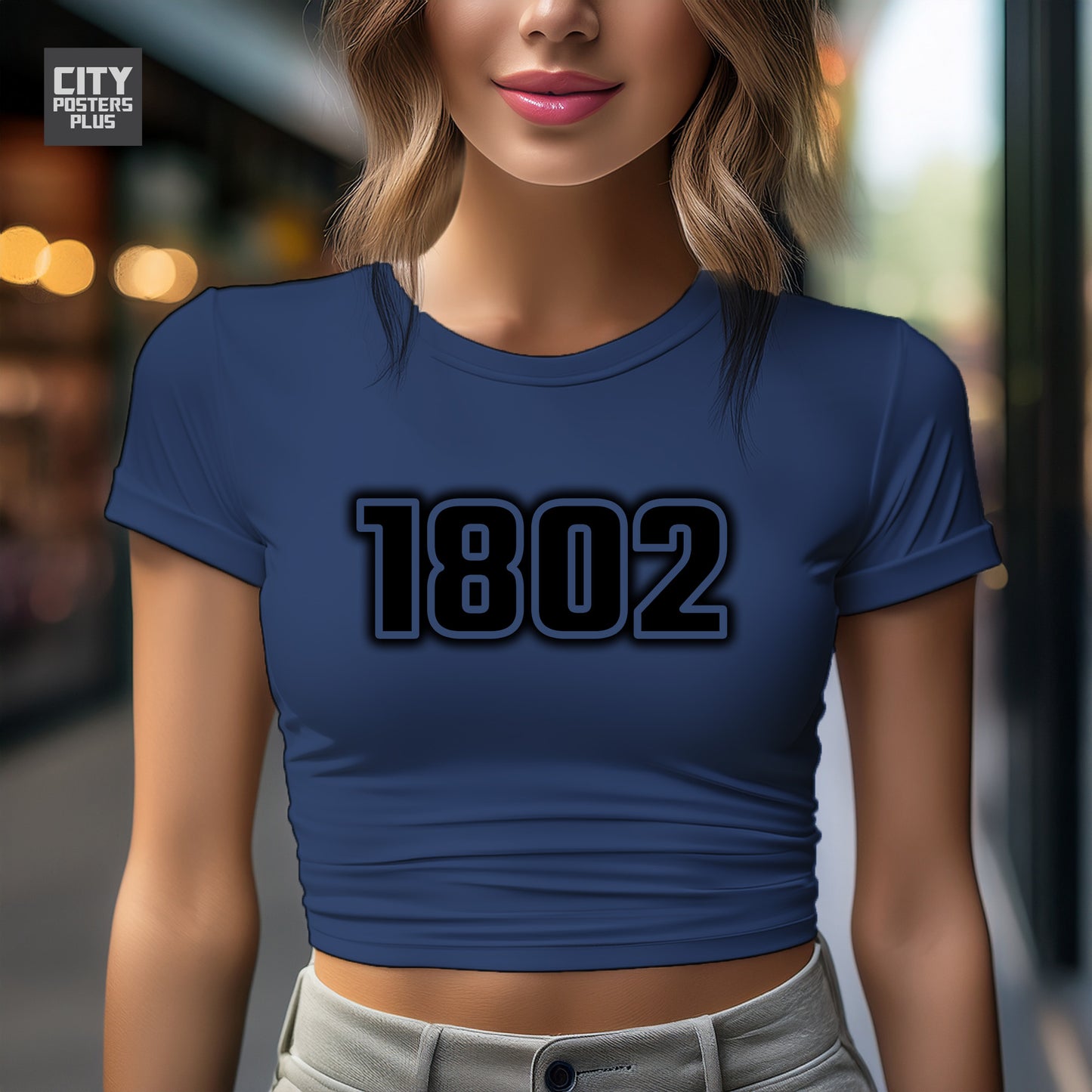 1802 Year Women Crop Top (Navy Blue)