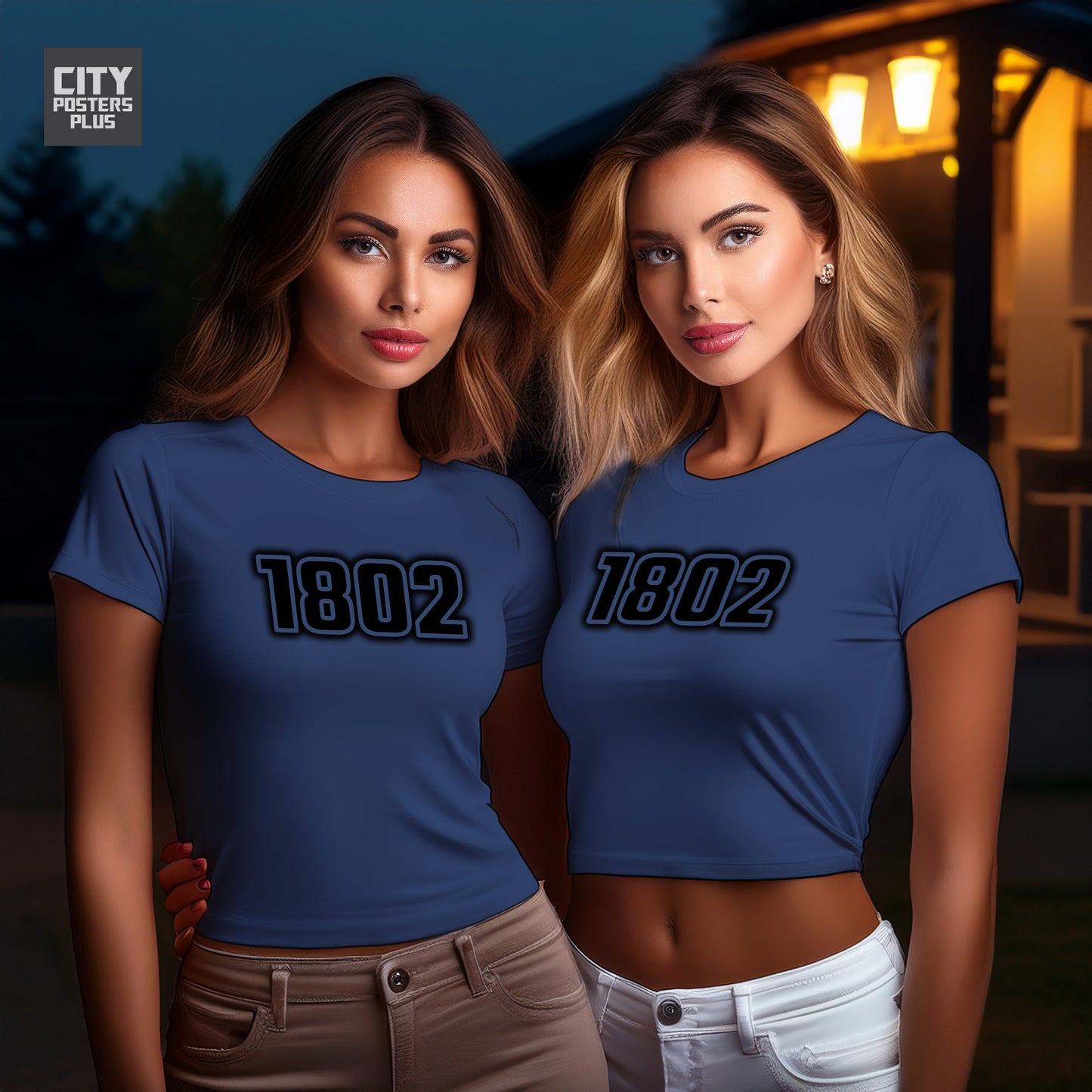 1802 Year Women Crop Top (Navy Blue)