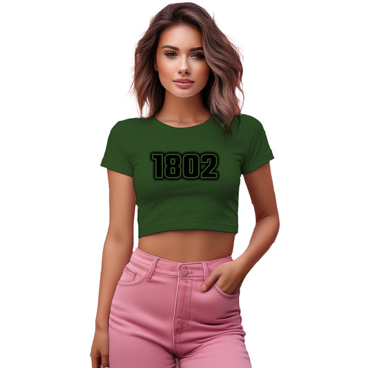 1802 Year Women Crop Top (Olive Green)