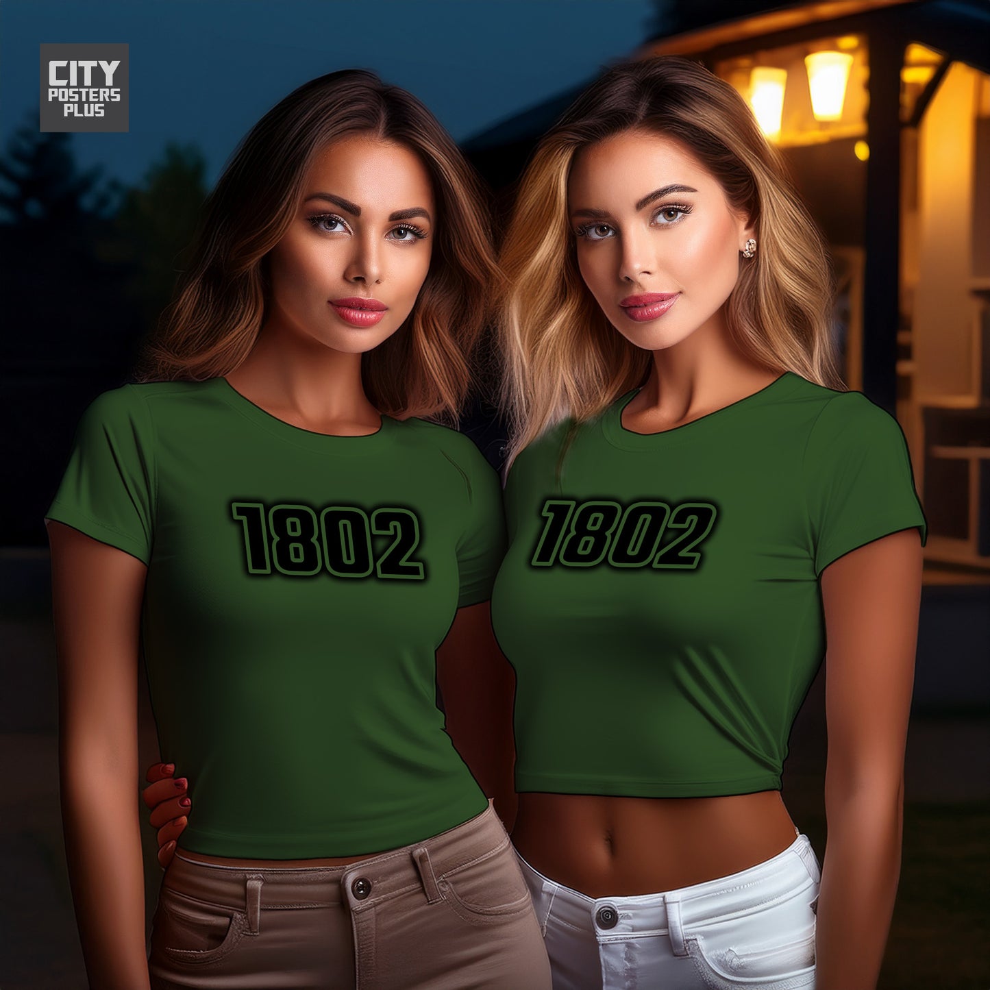 1802 Year Women Crop Top (Olive Green)