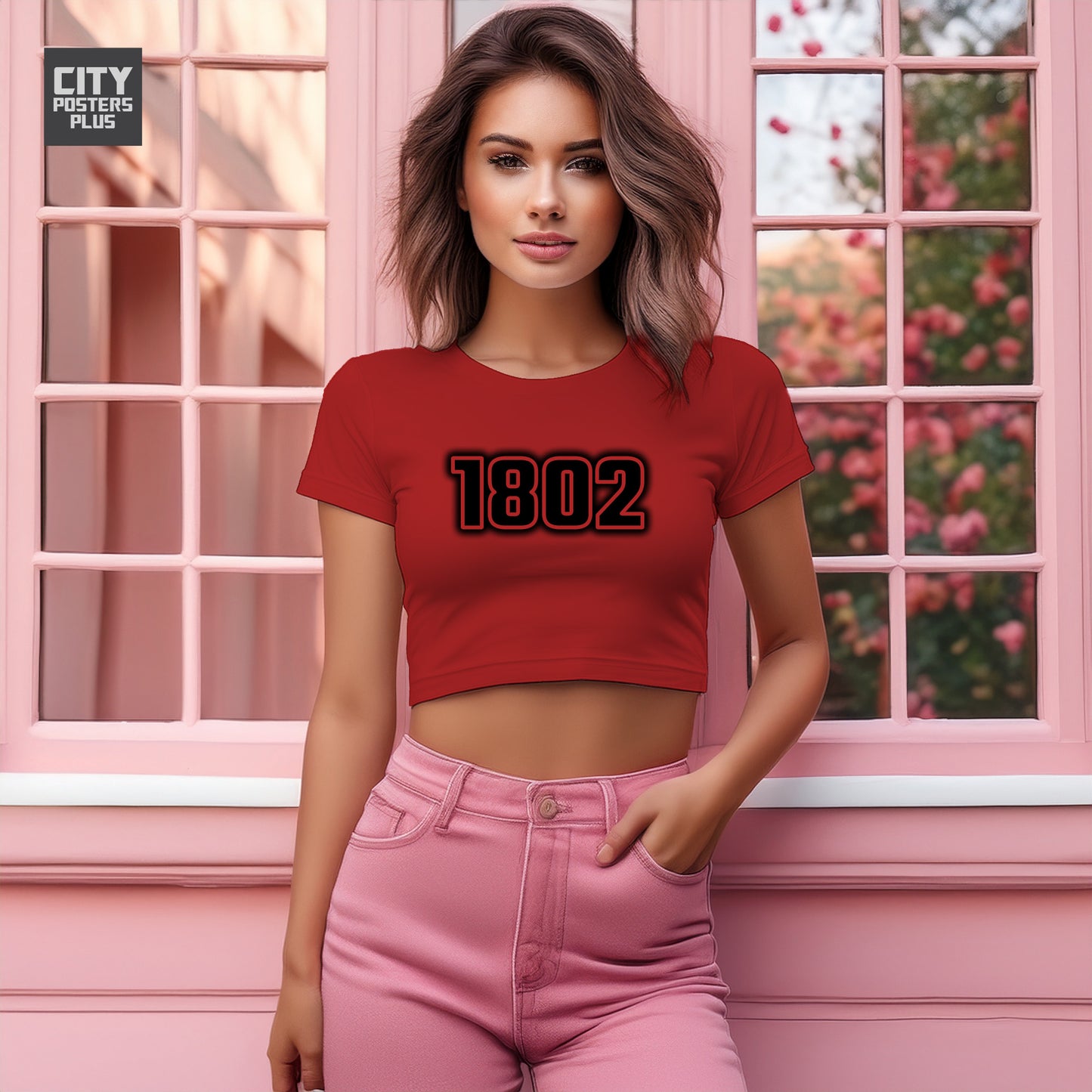 1802 Year Women Crop Top (Red)