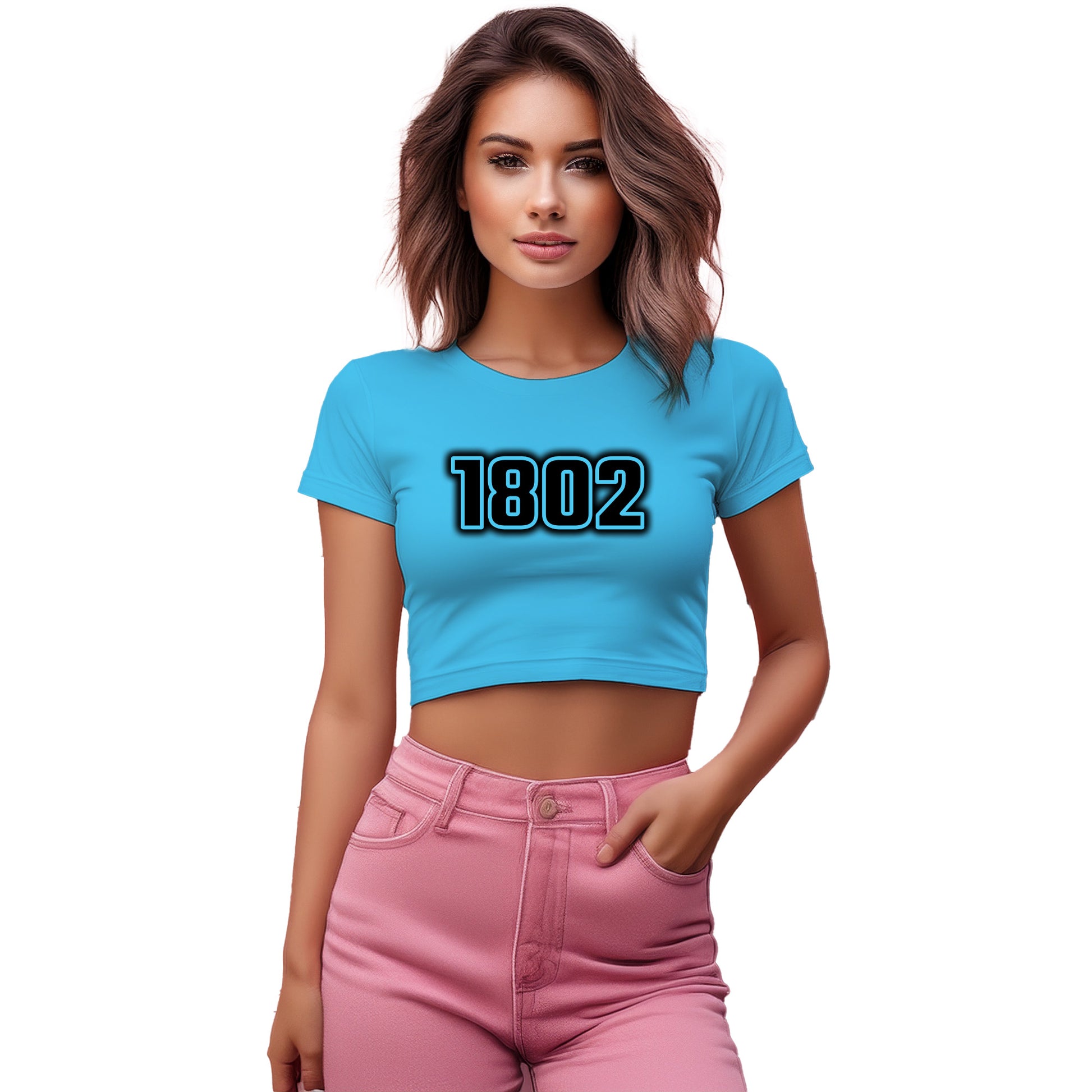 1802 Year Women Crop Top (Sky Blue)
