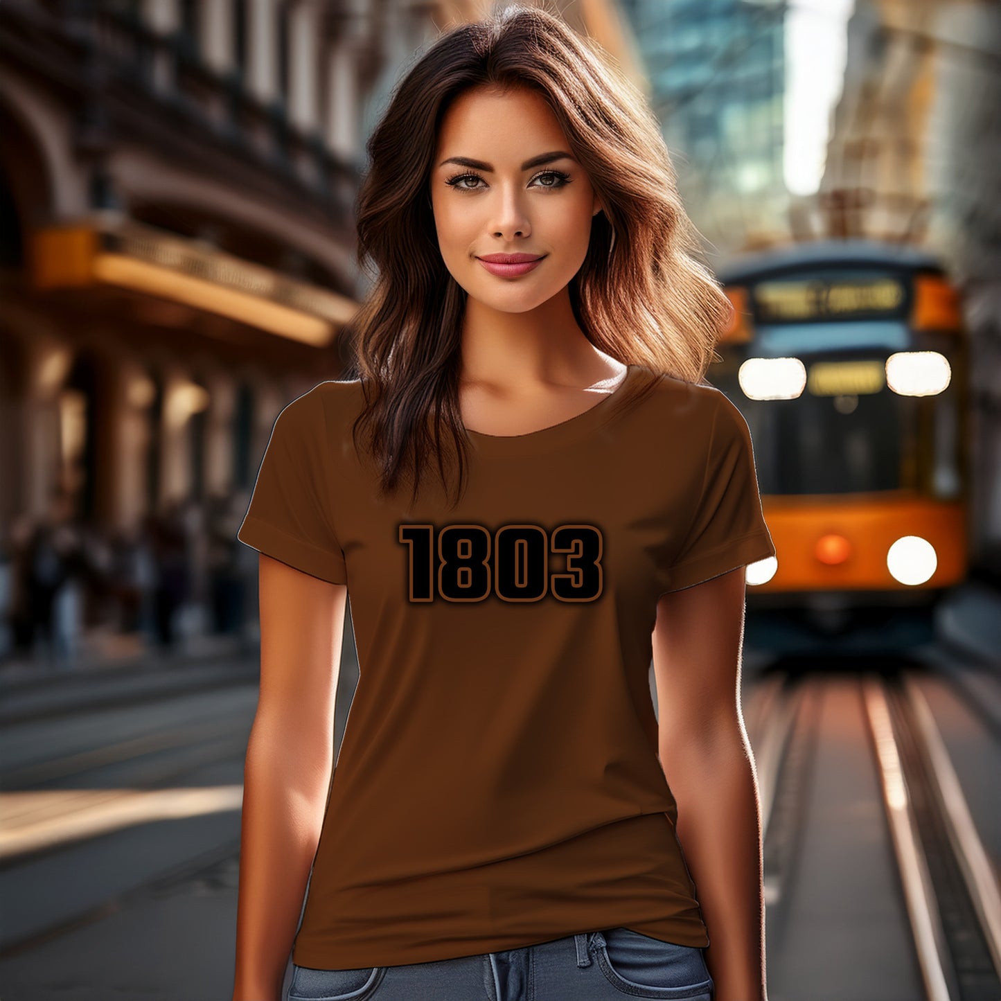 1803 Year Women T-Shirt (Brown)