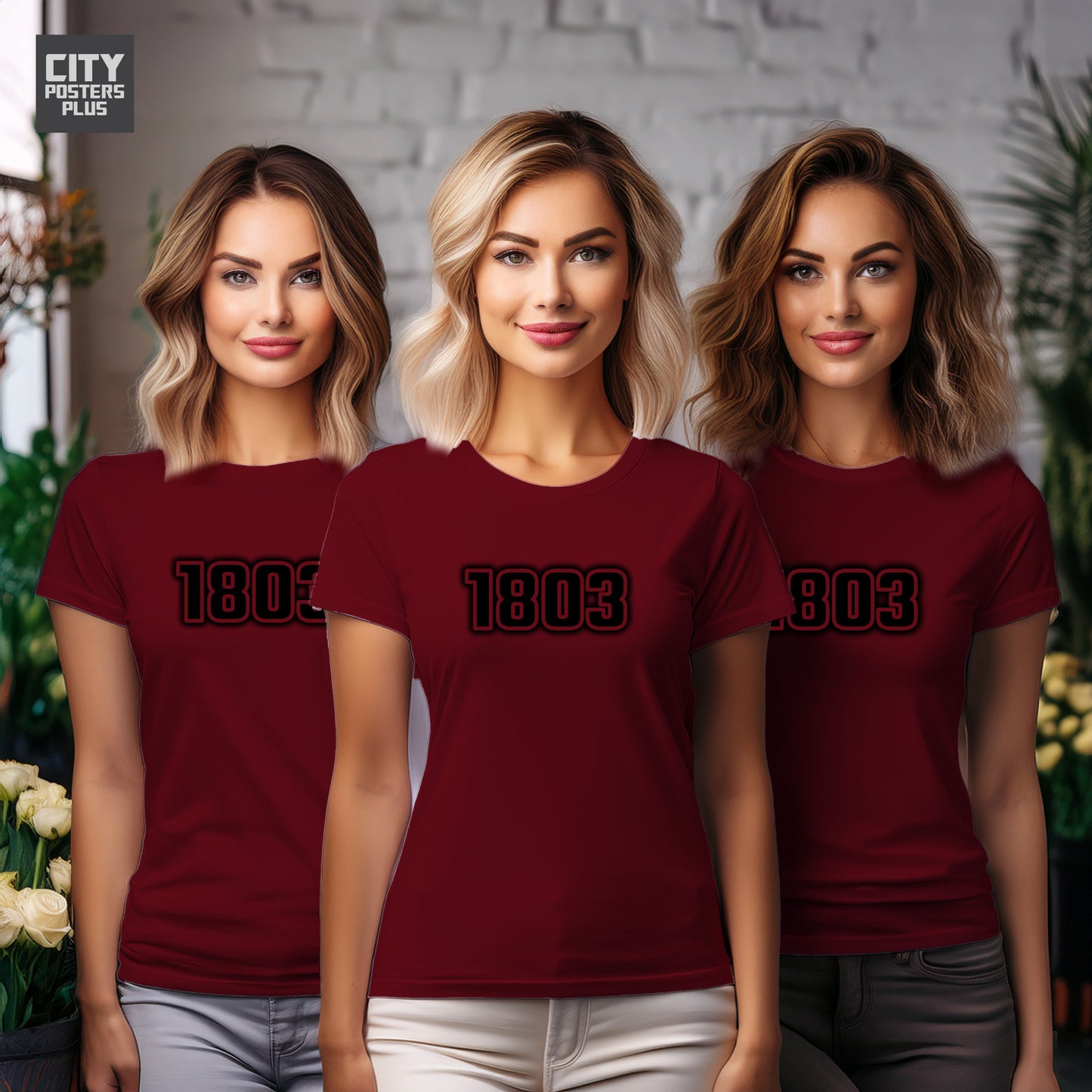 1803 Year Women T-Shirt (Maroon)