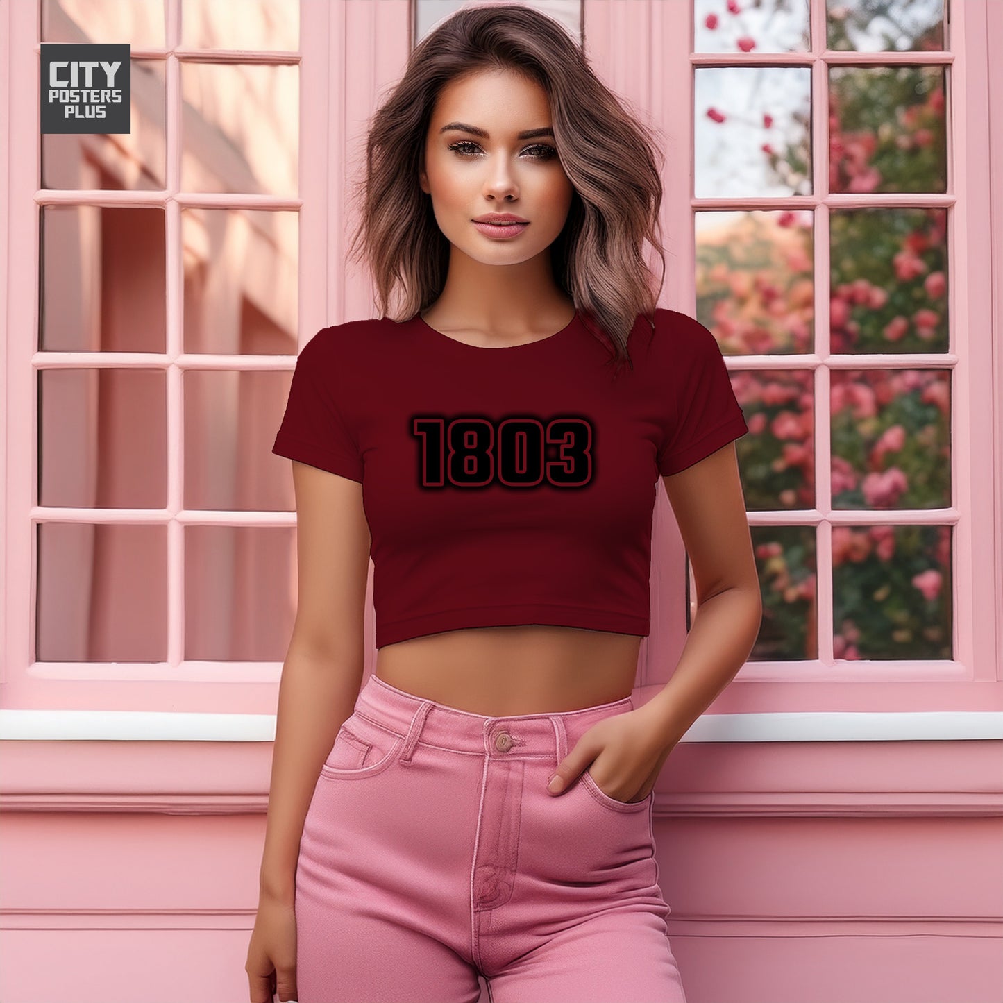 1803 Year Women Crop Top (Maroon)
