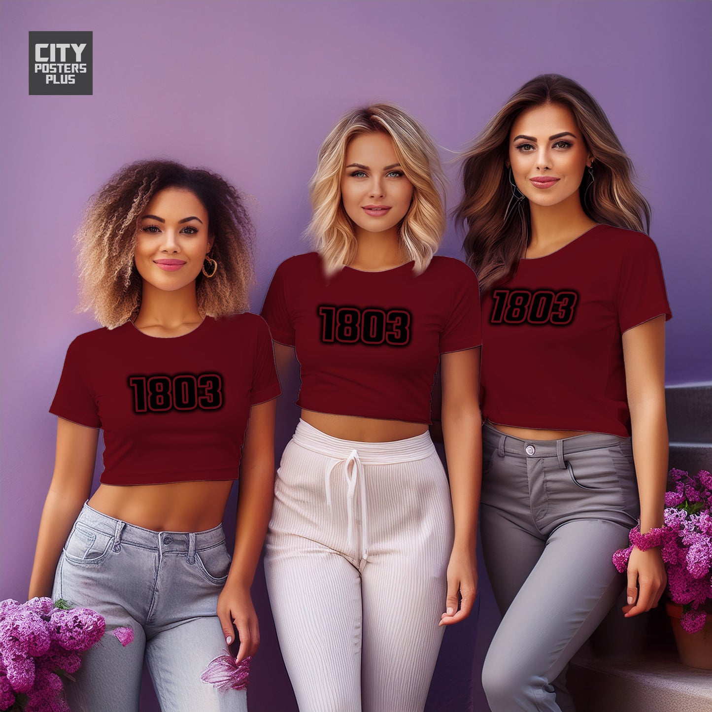 1803 Year Women Crop Top (Maroon)