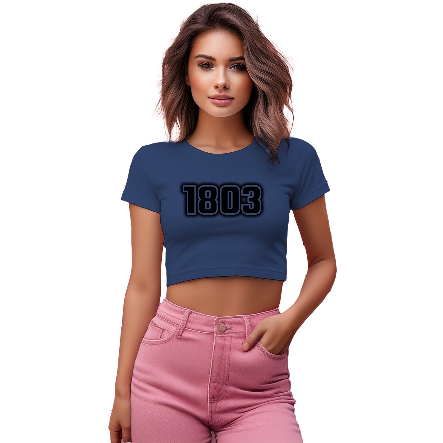1803 Year Women Crop Top (Navy Blue)