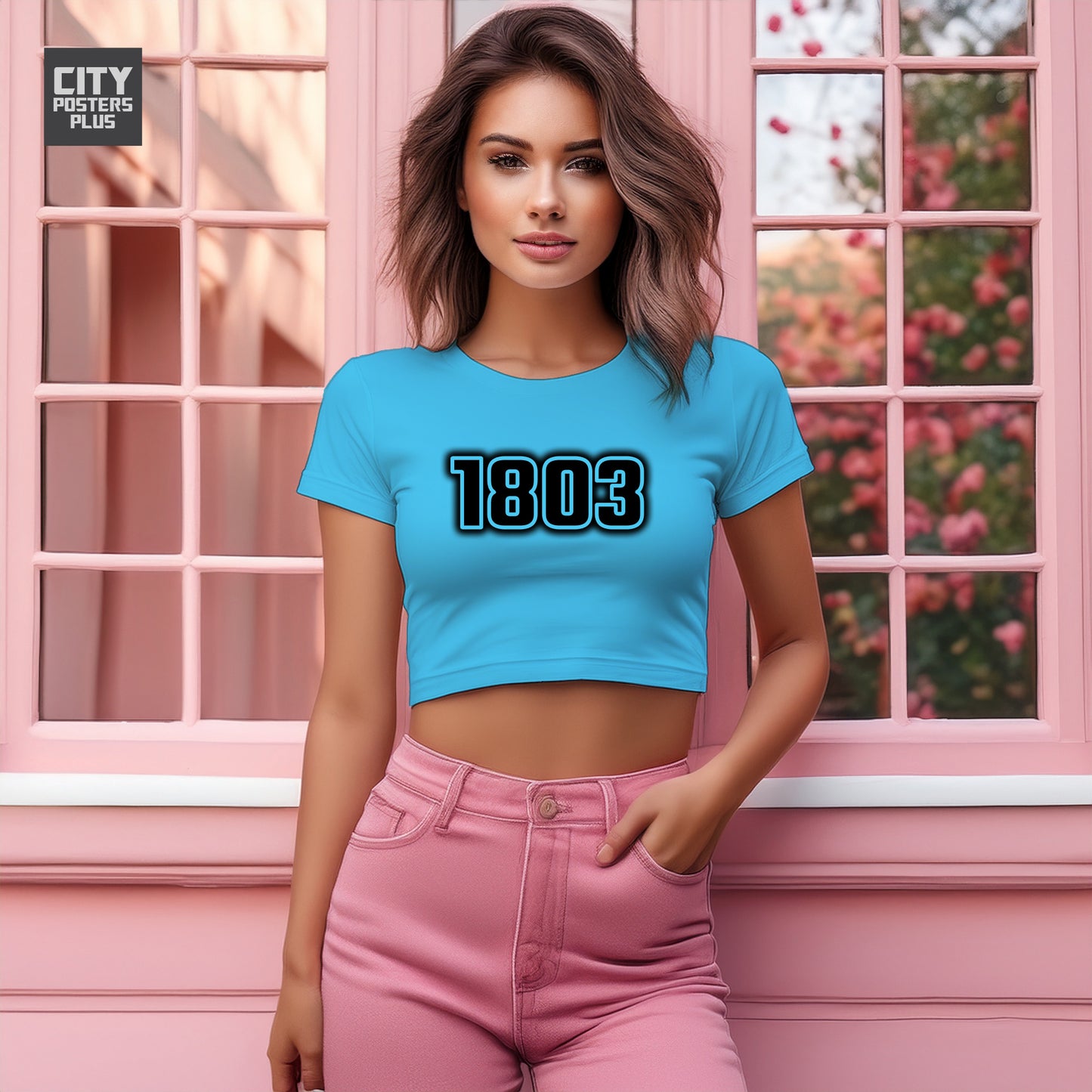 1803 Year Women Crop Top (Sky Blue)