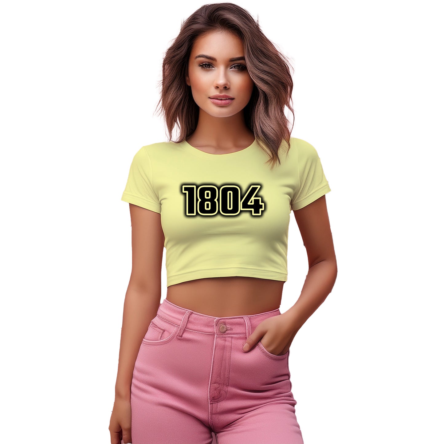 1804 Year Women Crop Top (Butter Yellow)