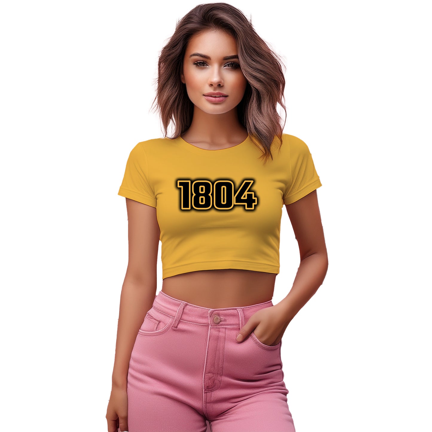 1804 Year Women Crop Top (Golden Yellow)