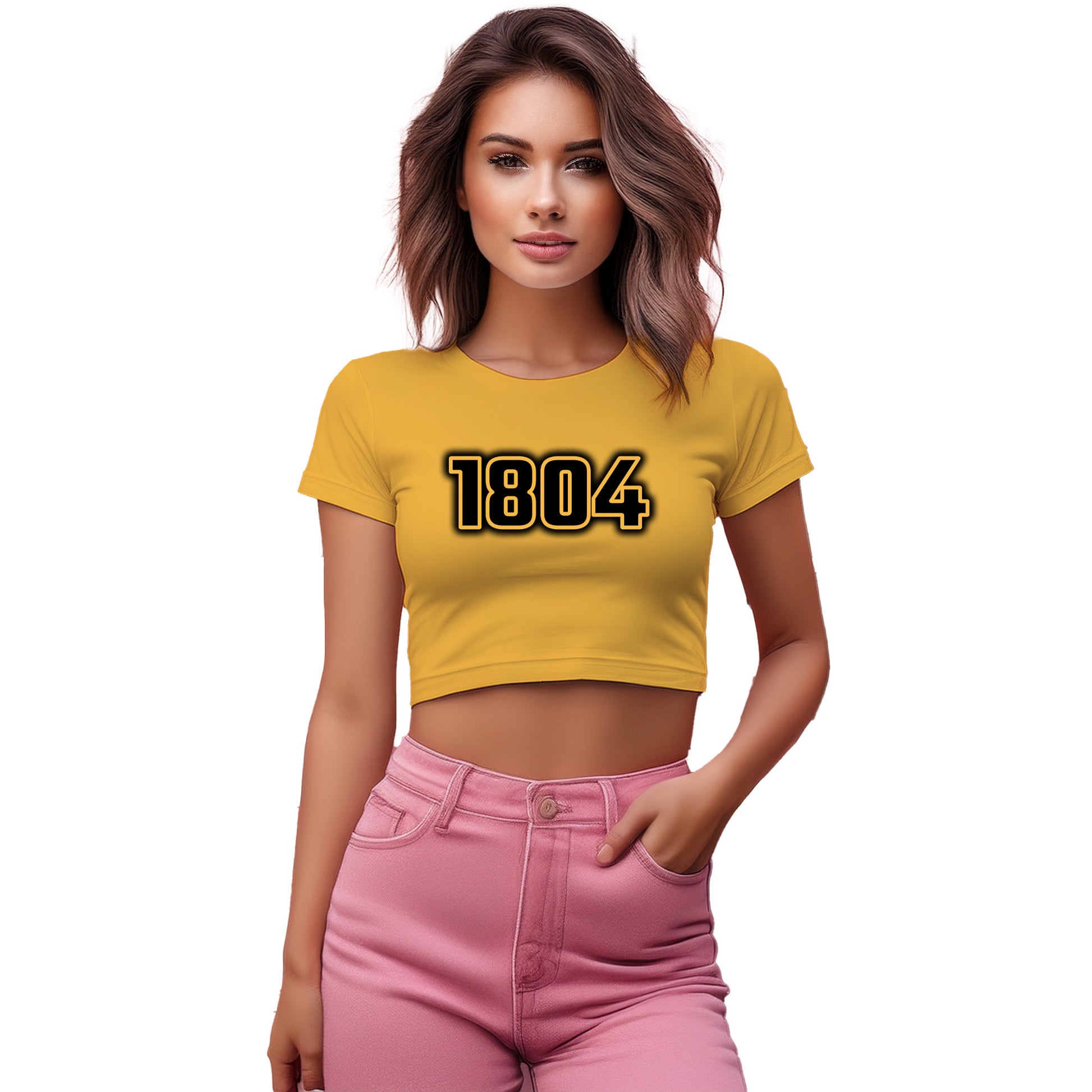 1804 Year Women Crop Top (Golden Yellow)