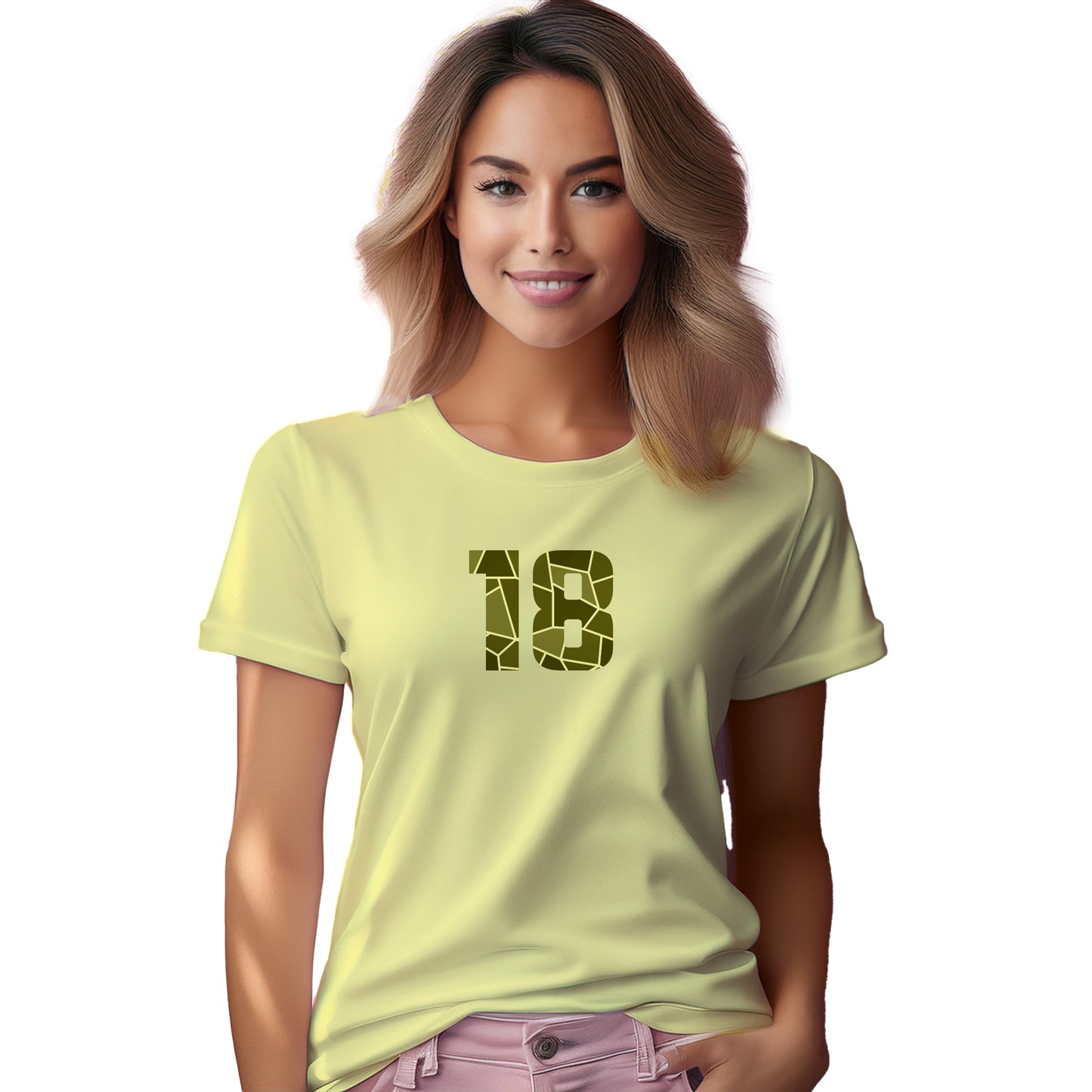 18 Number Women T-Shirt (Butter Yellow)