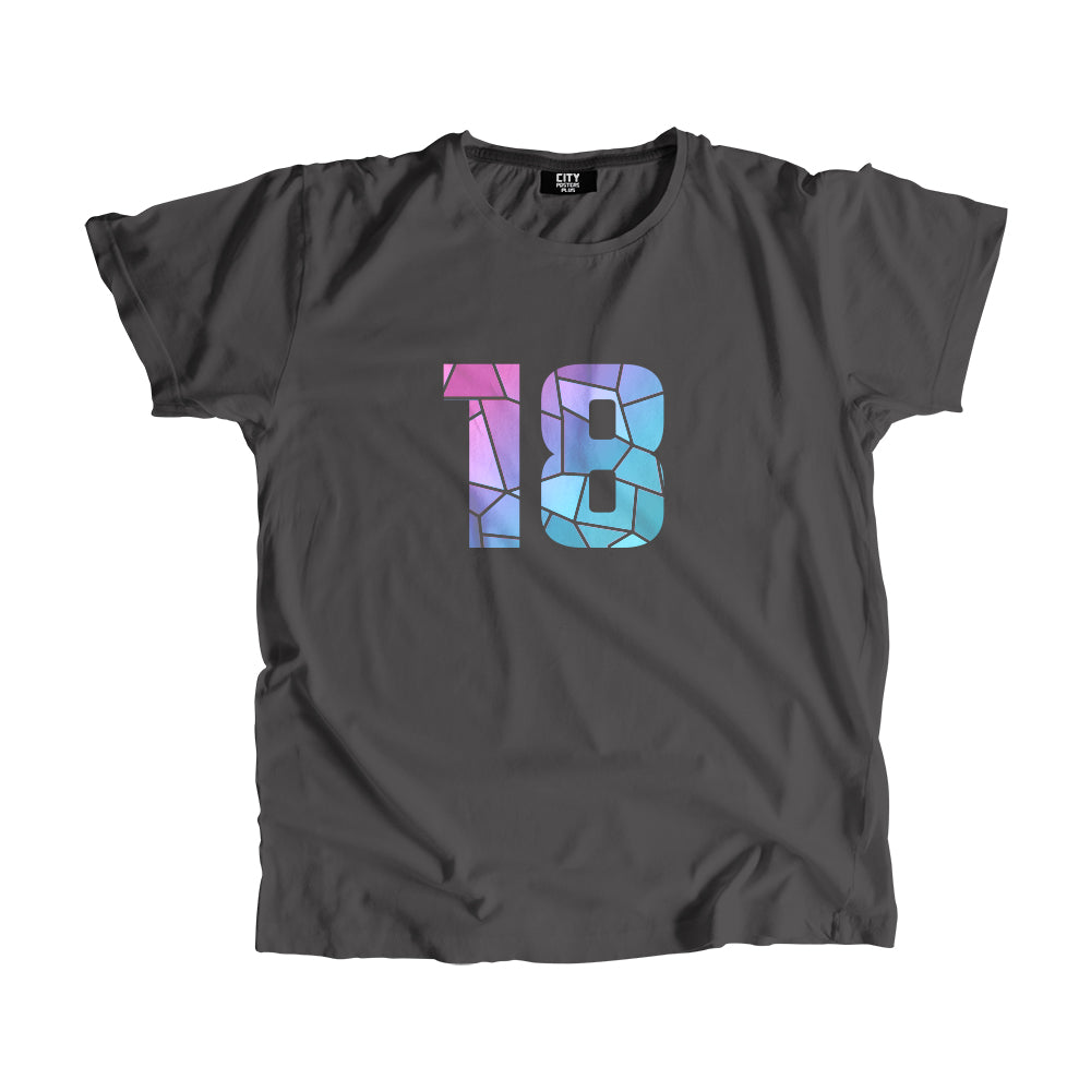 18 Number Men Unisex T-Shirt (Charcoal Grey)