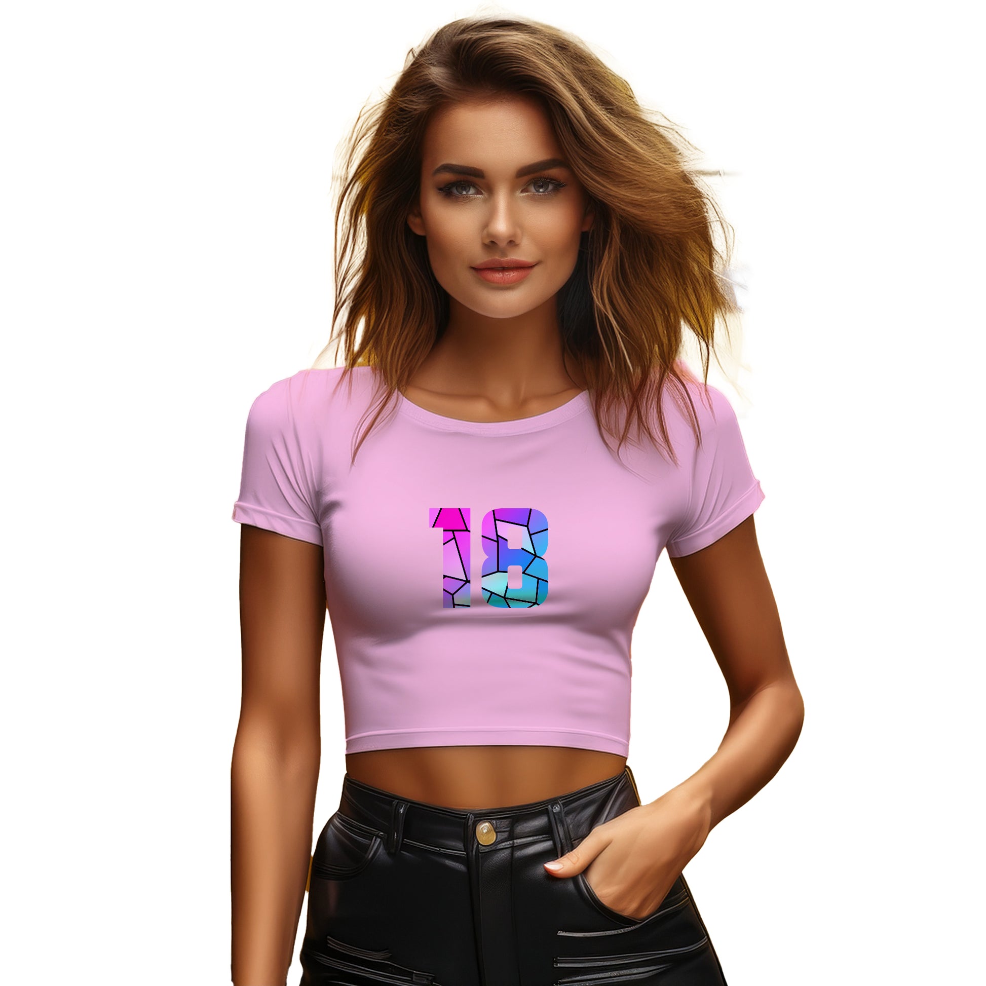 18 Number Women Crop Top (Light Pink)