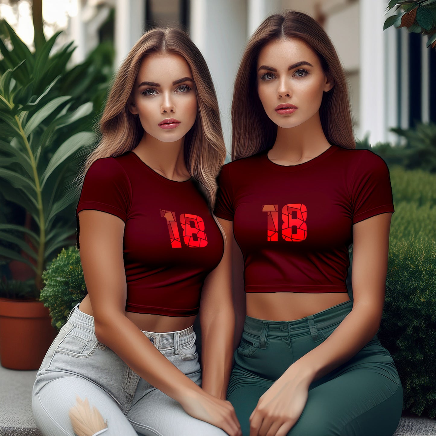 18 Number Women Crop Top (Maroon)