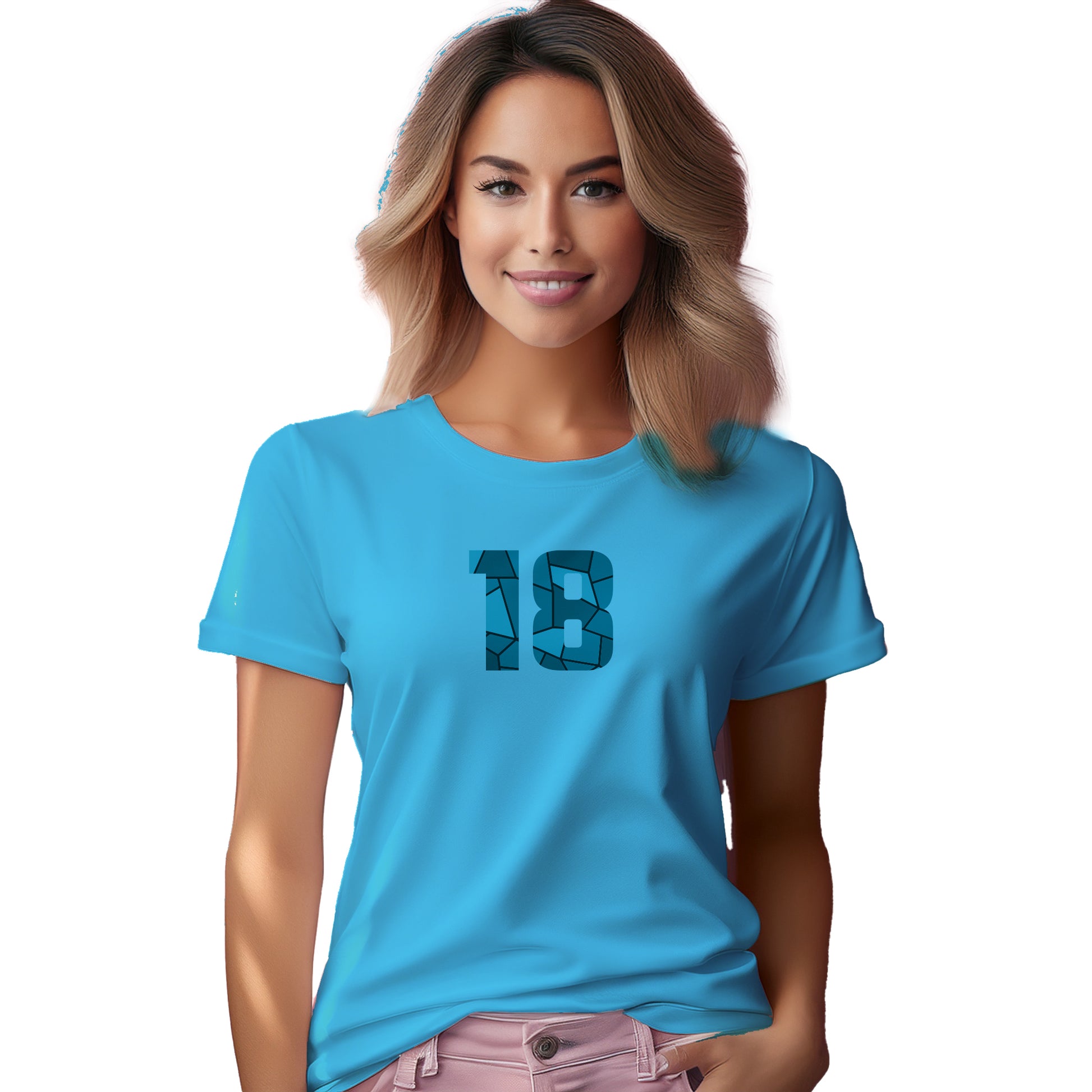 18 Number Women T-Shirt (Sky Blue)