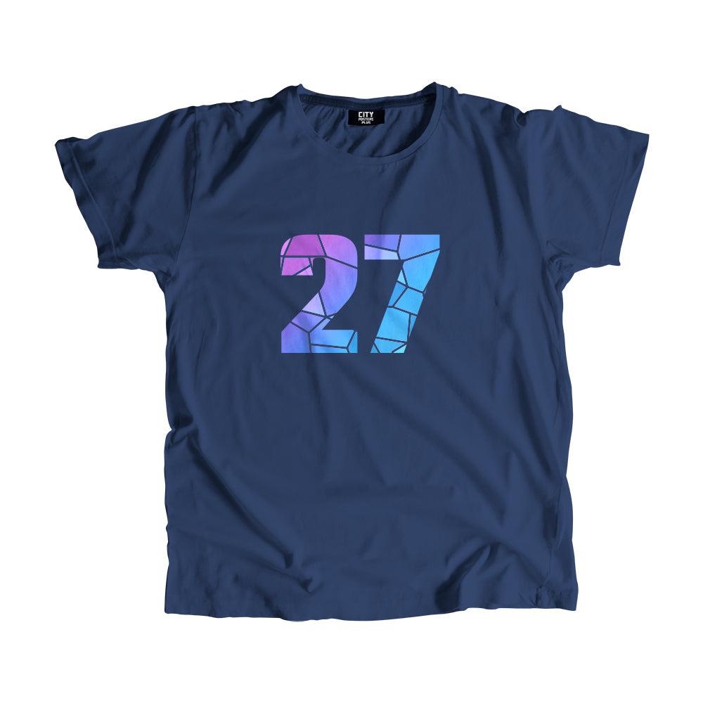 00-99 Numbers Unisex T-Shirt (Navy Blue, Large Size)