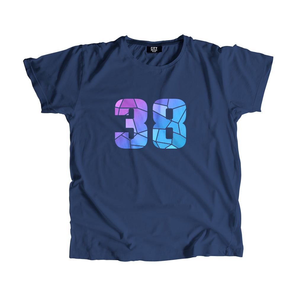 00-99 Numbers Unisex T-Shirt (Navy Blue, Large Size)