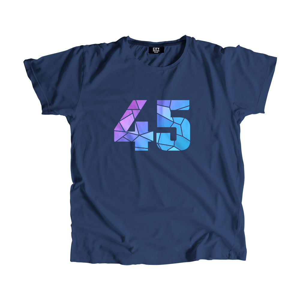 00-99 Numbers Unisex T-Shirt (Navy Blue, Large Size)