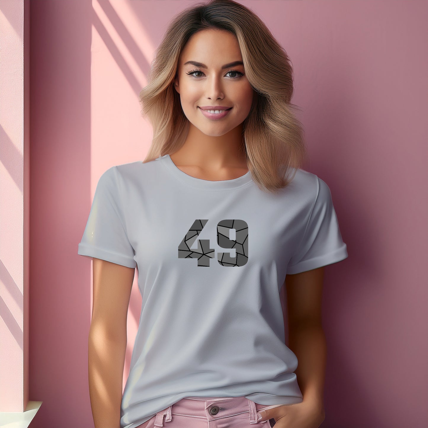 49 Number Women T-Shirt (Melange Grey)