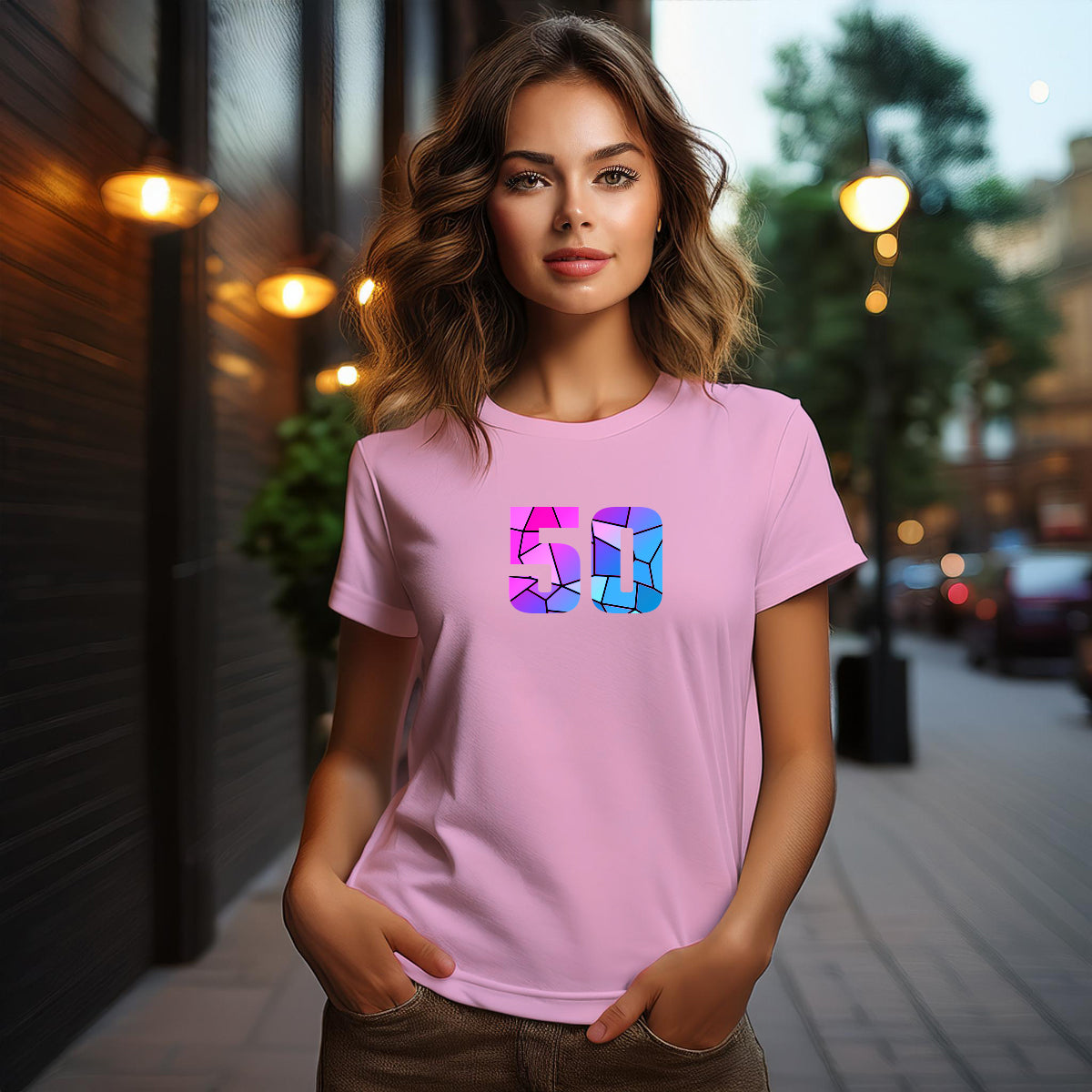 50 Number Women T-Shirt (Light Pink)