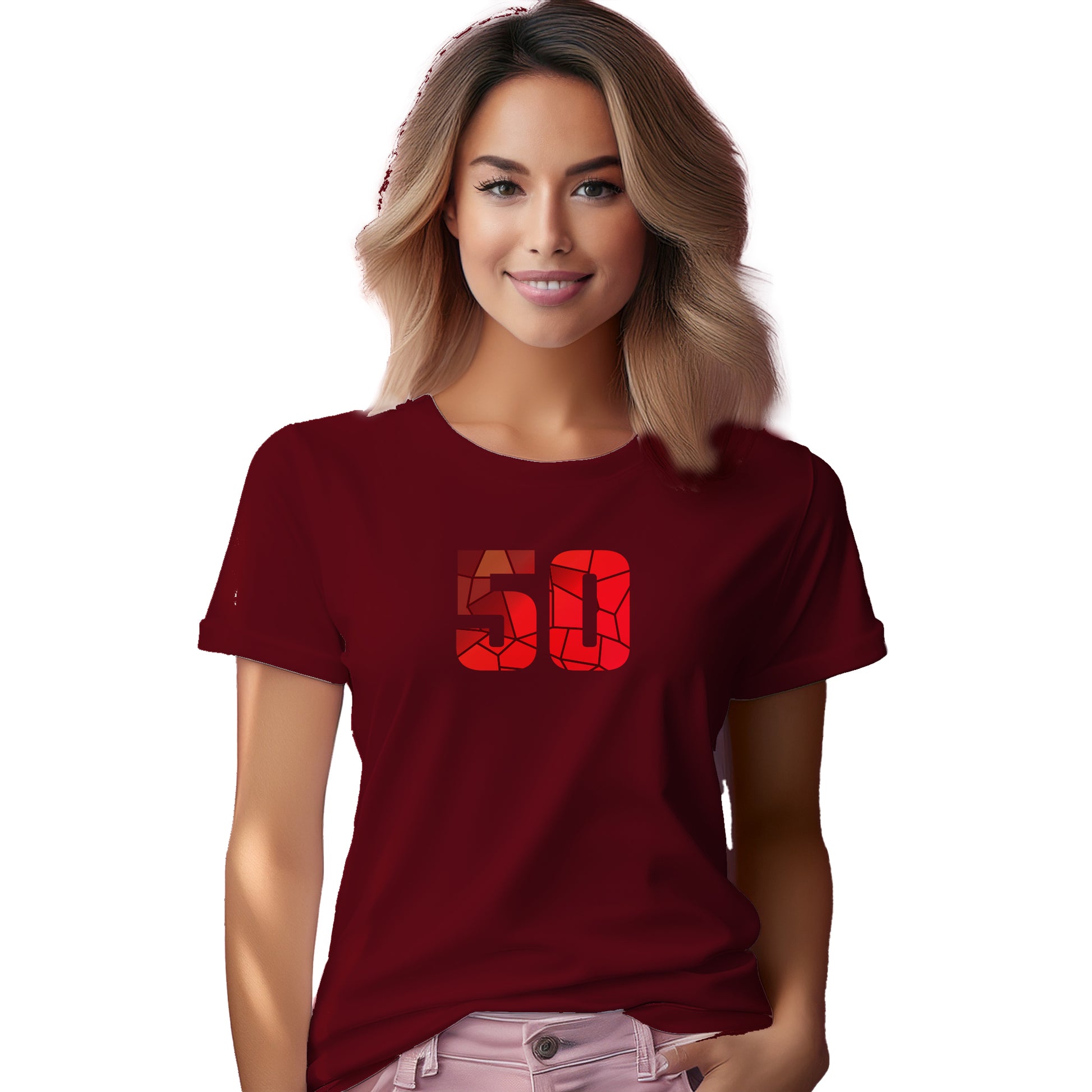 50 Number Women T-Shirt (Maroon)