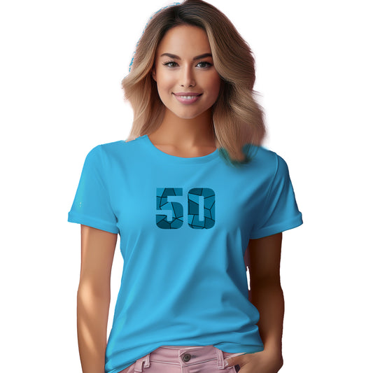 50 Number Women T-Shirt (Sky Blue)