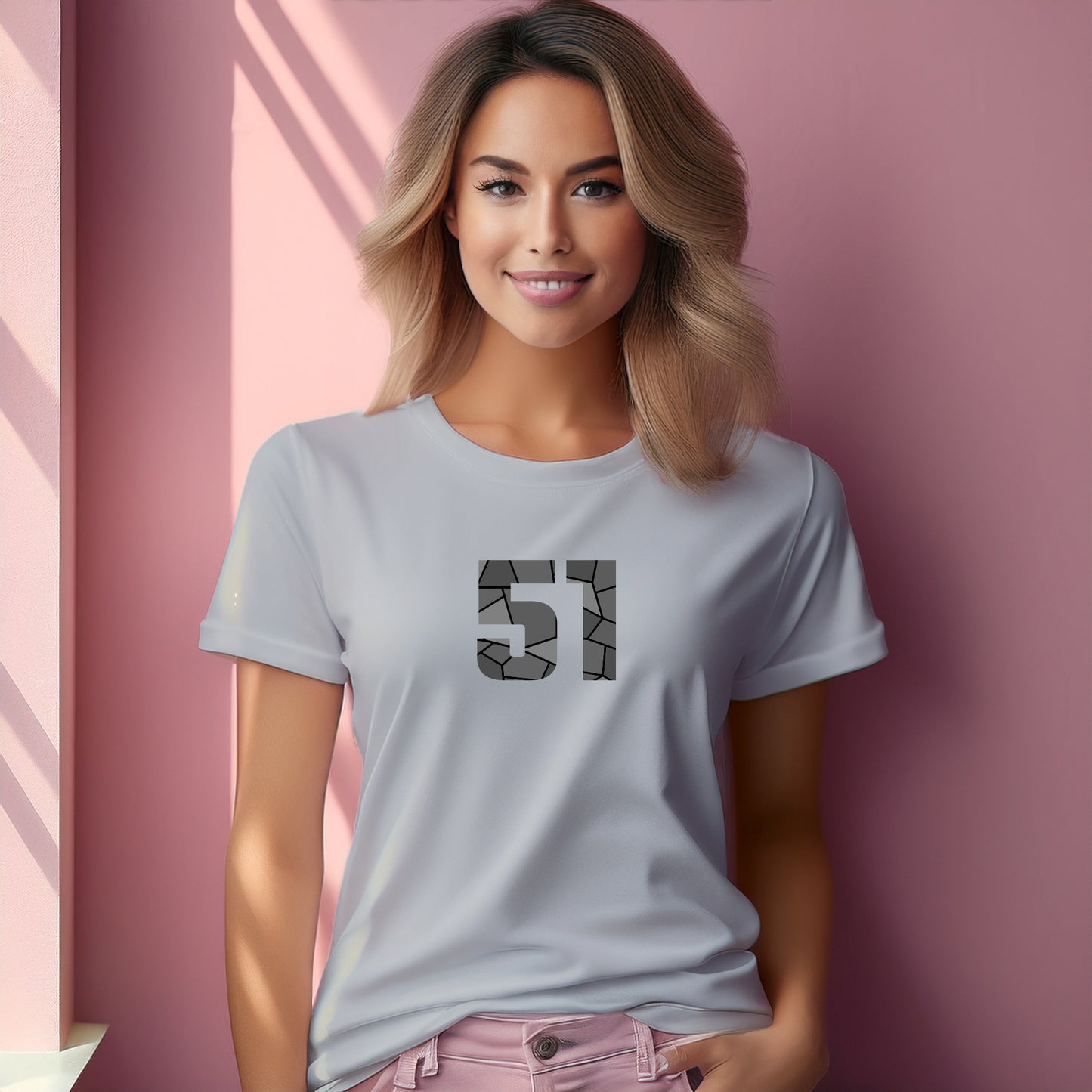 51 Number Women T-Shirt (Melange Grey)