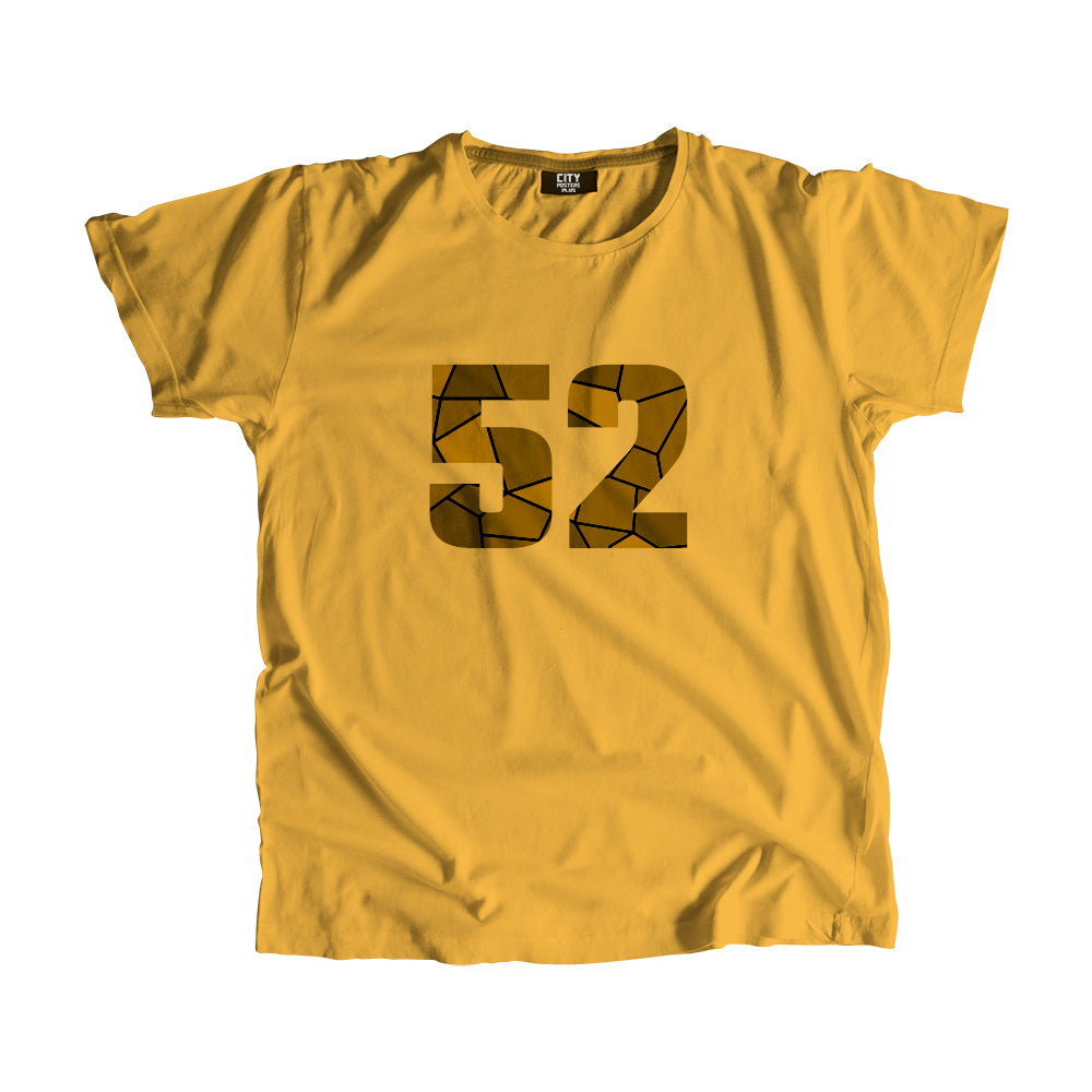 52 Number Men Unisex T-Shirt (Golden Yellow)