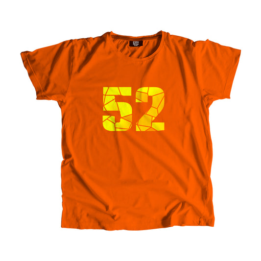 52 Number Men Unisex T-Shirt (Orange)